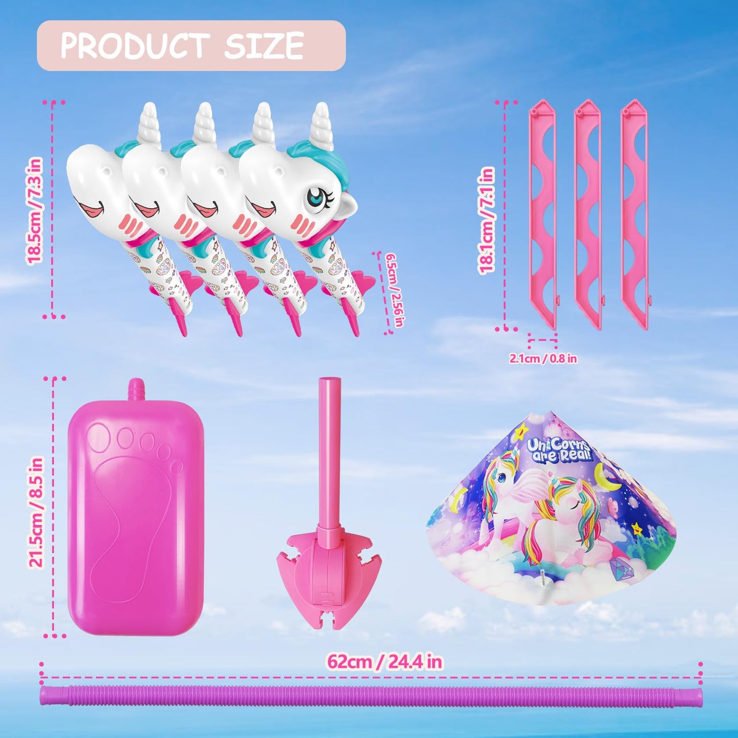 Sygreatweek Unicorn Rocket Launcher for Kids – Launch Up to 100 Ft, 4 Unicorn Rockets, Outdoor Fun Toy for Boys & Girls 5-8 Years