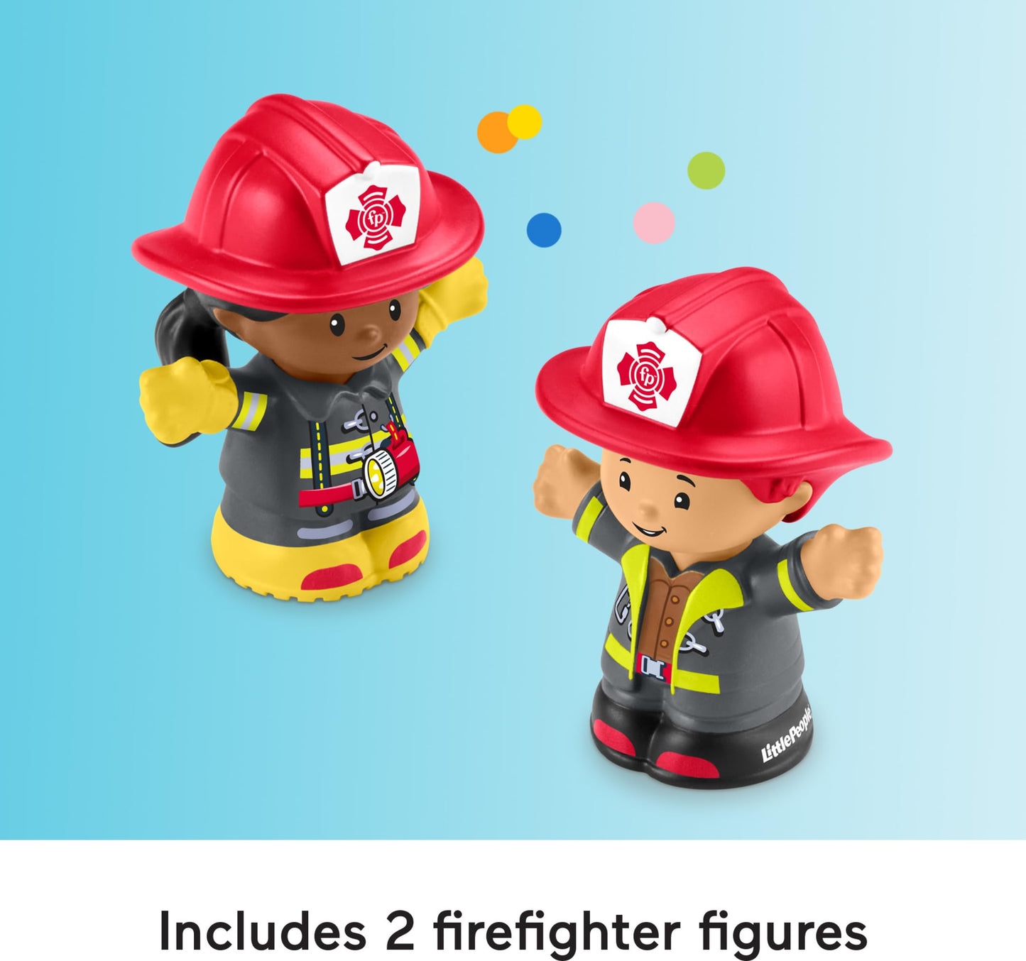 Fisher-Price Little People Toddler Toy Fire Truck Musical Push-Along Vehicle with 2 Figures for Pretend Play Ages 1+ Years