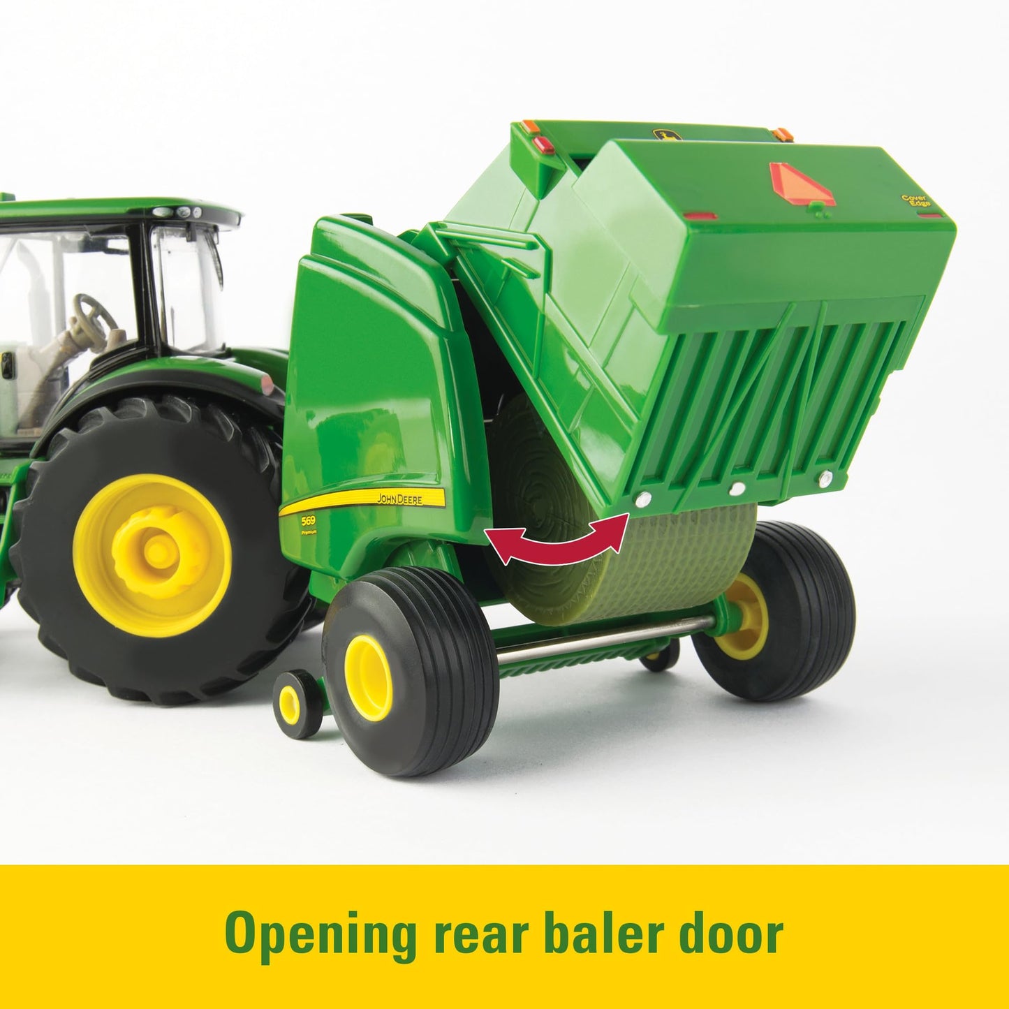 TOMY John Deere Round Bale Haying Set 1:32 Scale with 7R Tractor, 569 Round Baler & 381G Skid Steer Toy Farm Construction Playset Ages 3+