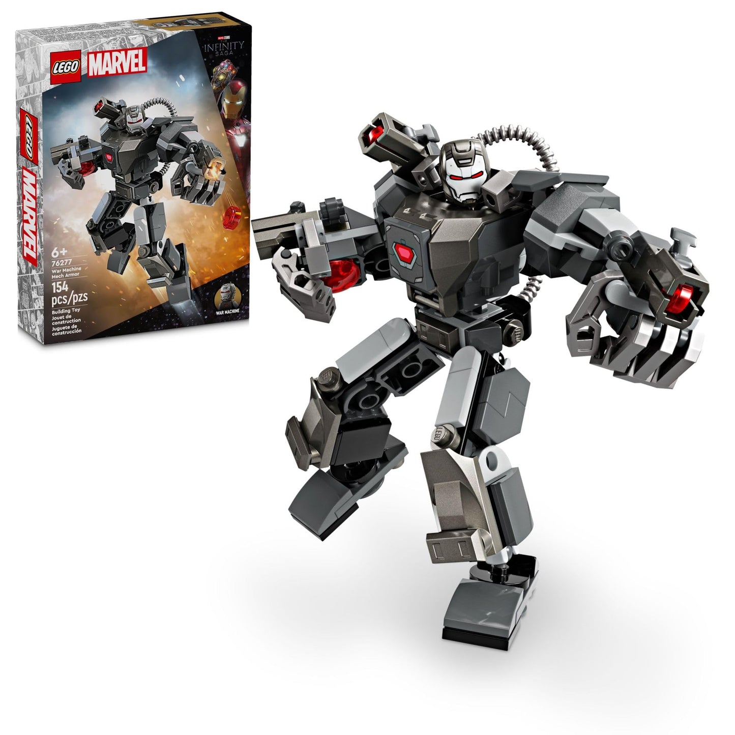 LEGO Marvel War Machine Mech Armor 76277 – Buildable Action Figure with 3 Stud Shooters, MCU Hero Toy for Kids 6+, Marvel Gift