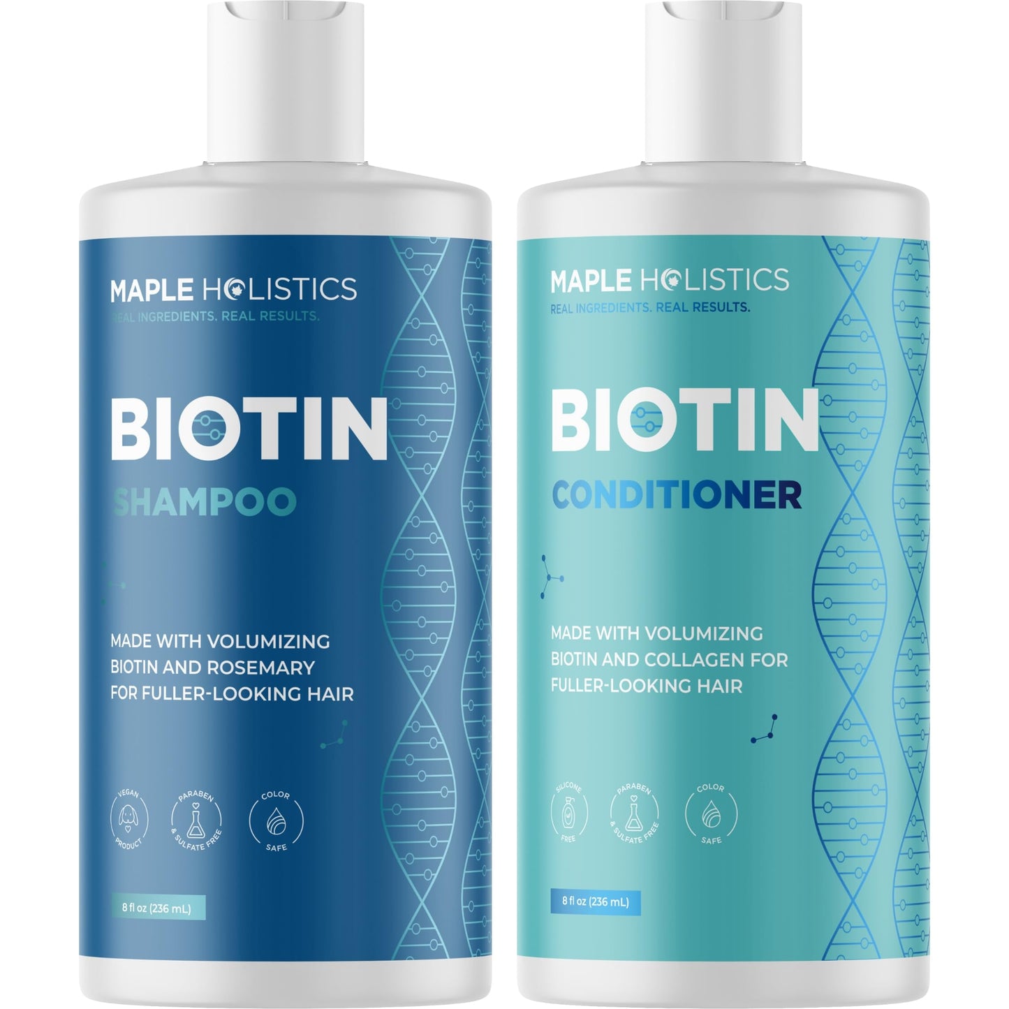 Rosemary Biotin Shampoo & Conditioner Set | Volumizing Hair Care for Thinning Hair | B Vitamin-Enriched | Color Safe, Sulfate & Paraben Free, 8 Fl Oz