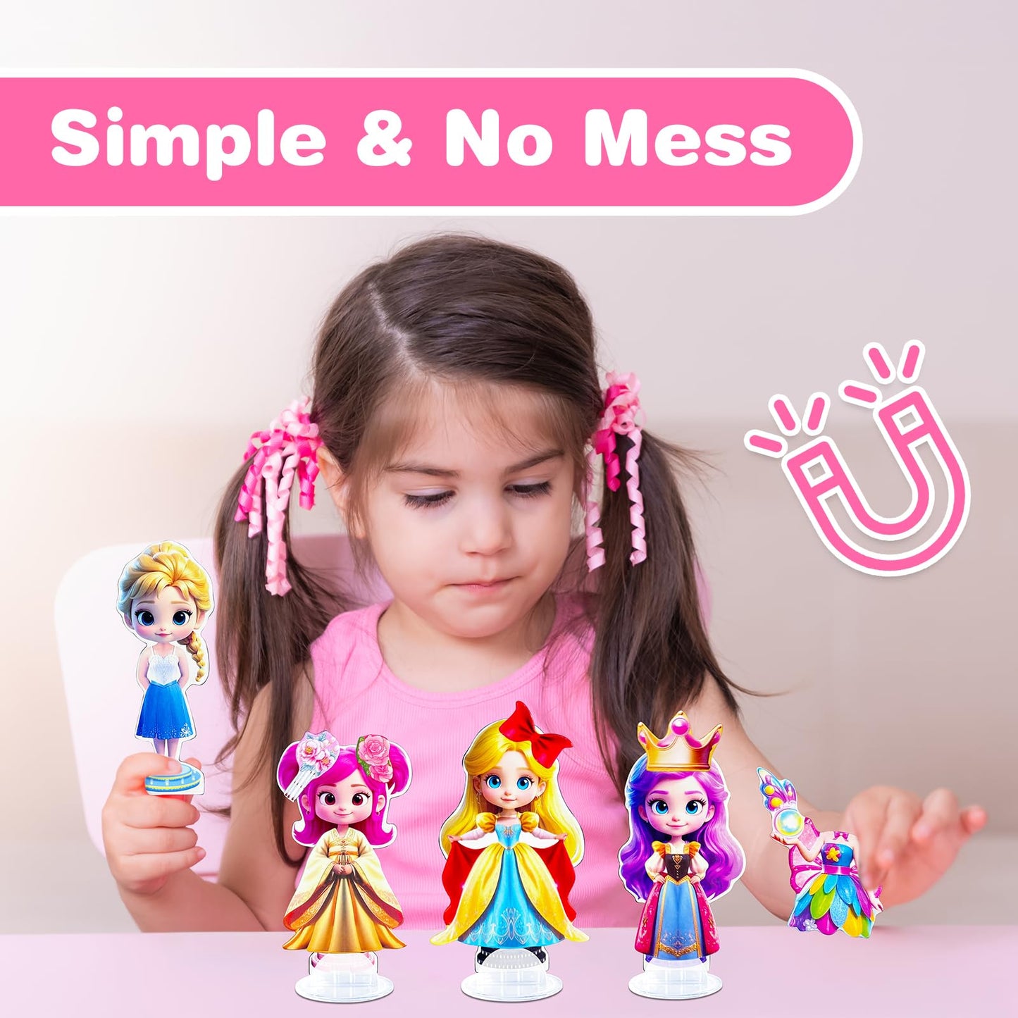 ZHOC Magnetic Dress Up Dolls for Girls – Princess Magnet Kit, Travel & Road Trip Activity Toy, Birthday Gift for Ages 3-8