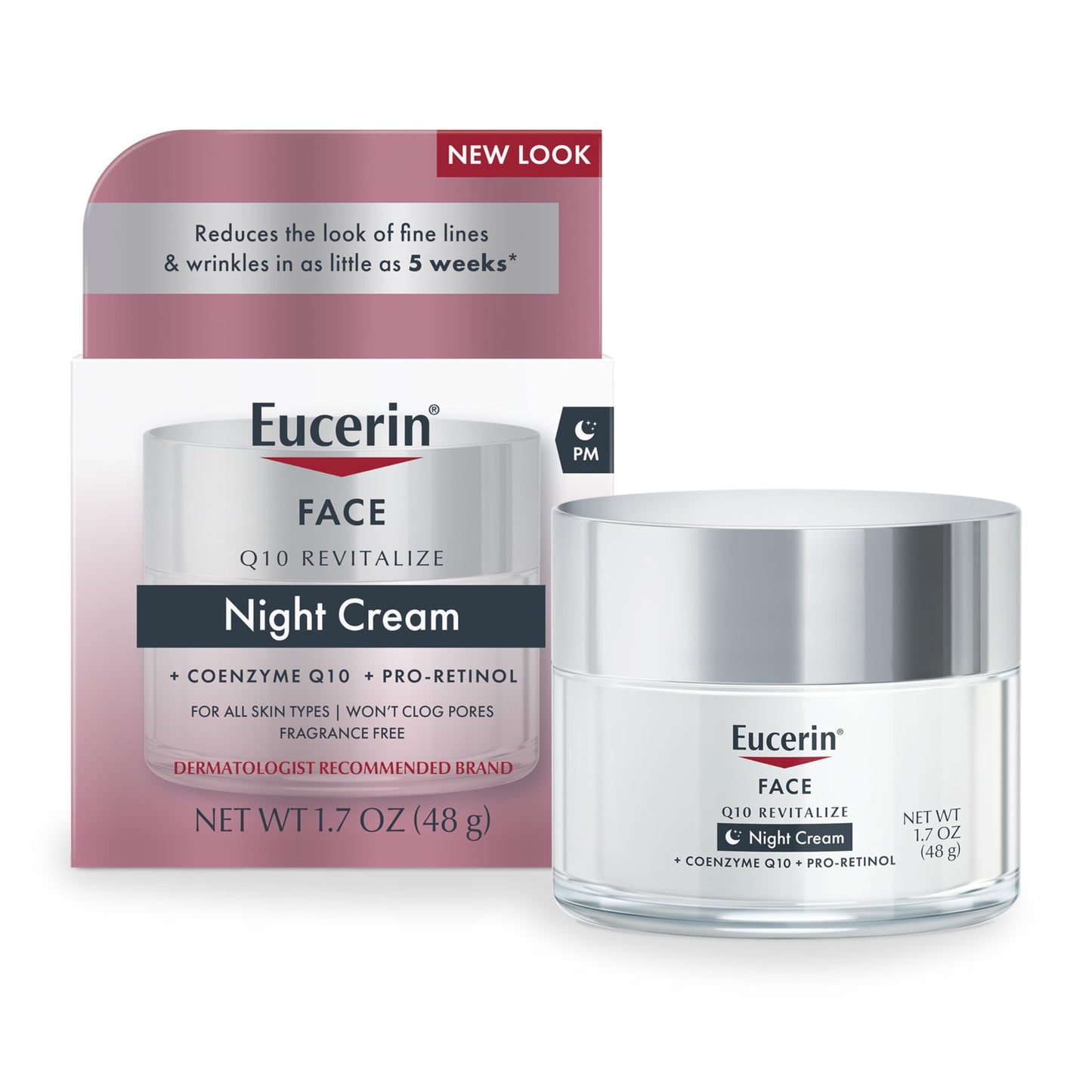 Eucerin Q10 Anti-Wrinkle Night Cream + Pro-Retinol, Facial Cream for Sensitive Skin, 1.7 Oz Jar