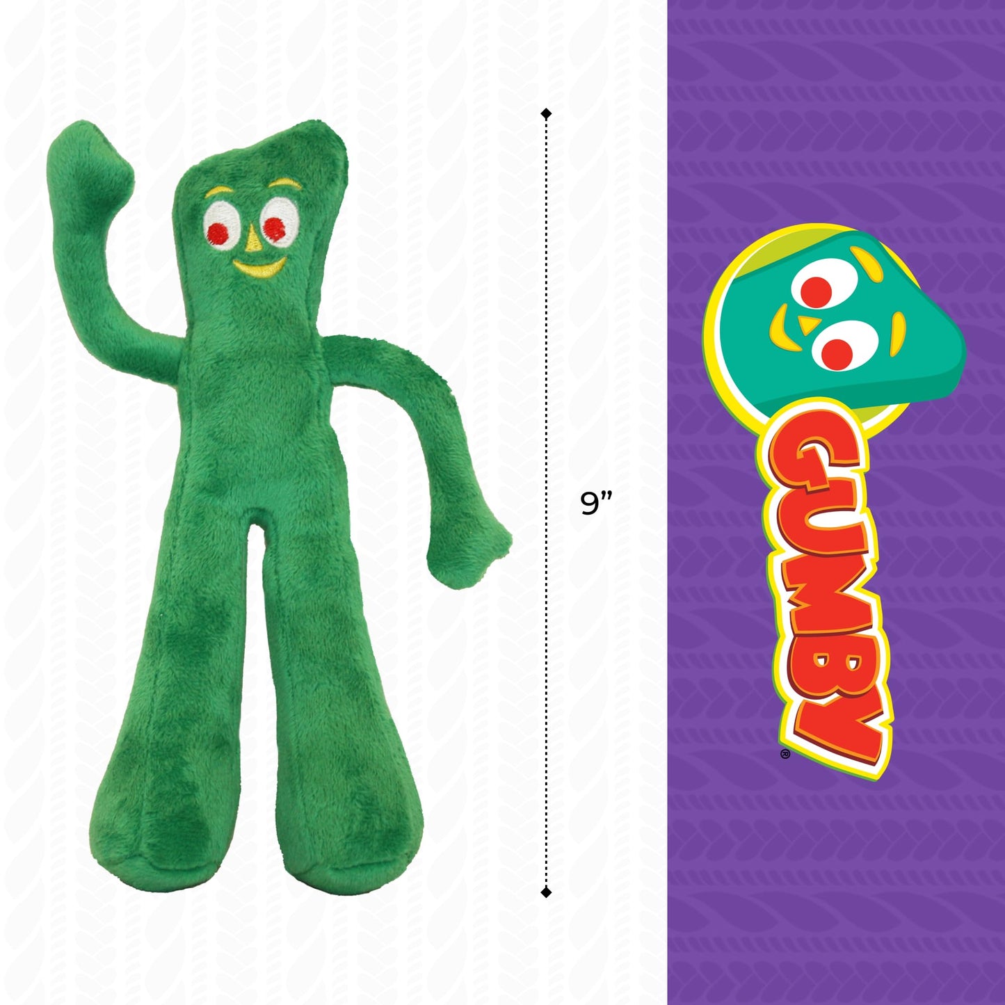 Multipet Gumby Dog Plush Toy, 9" Green – Soft Squeaky Stuffed Animal with Flexible Arms & Legs for Dogs to Cuddle, Fetch & Play