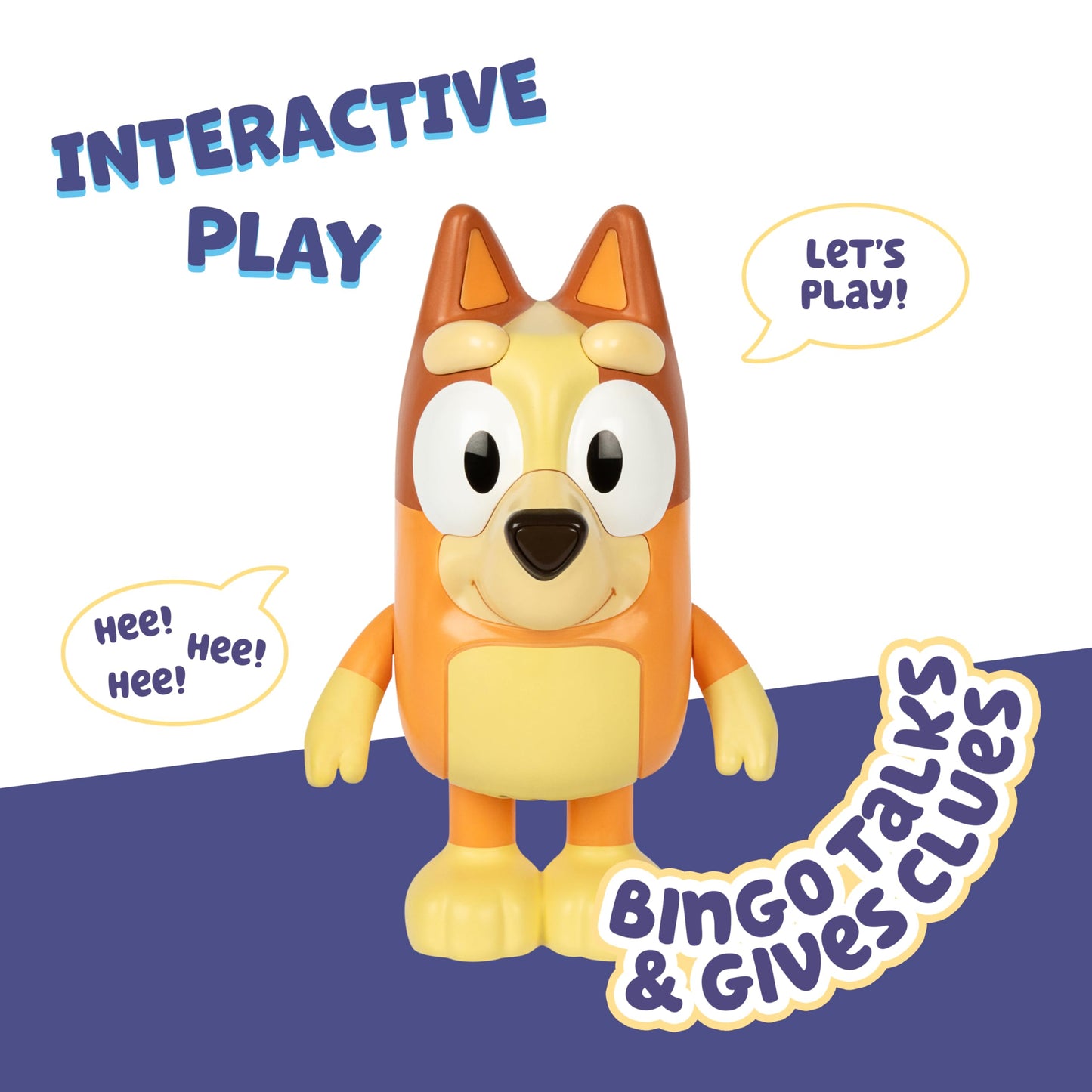 Bluey Game Hide and Seek Electronic Bingo Figure, Articulated, Musical Kids Figurines with Dance Mode, Interactive Toddler Figurine Toys for Ages 3+