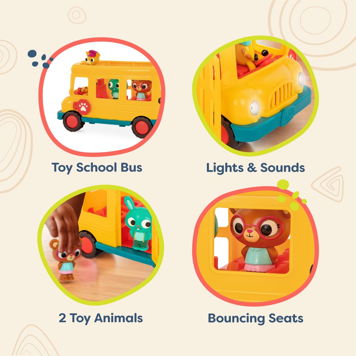 B. toys – Bonnie's School Bus – Musical School Bus – Toy School Bus & Characters – Lights & Sounds – Toy Vehicle for Toddlers, Kids – 18+ Months