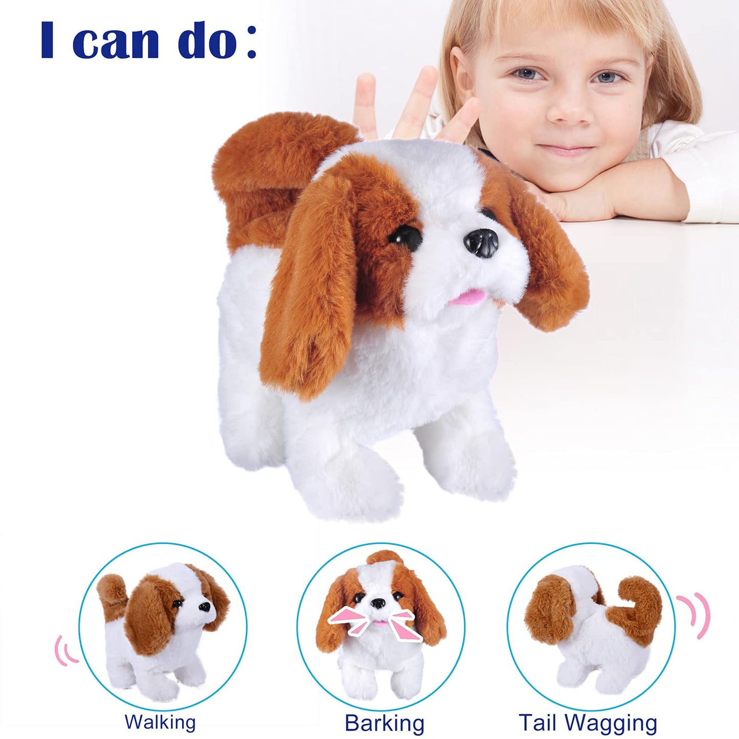 WorWoder Saint Bernard Plush Puppy Toy – Interactive Walking, Barking, Tail Wagging & Stretching Pet Dog for Kids