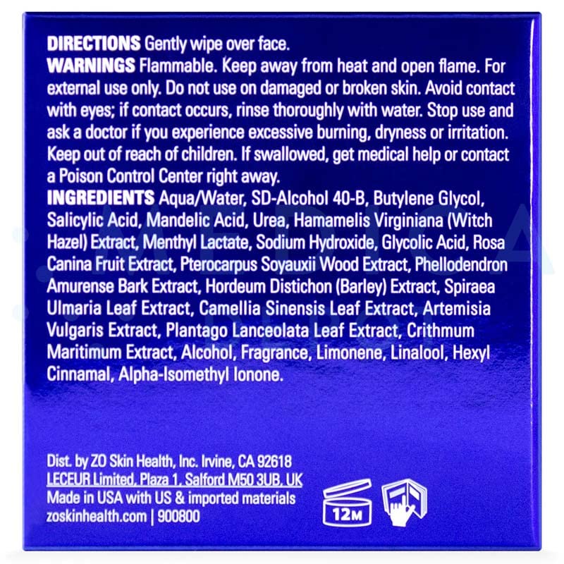 ZO Skin Health Oil Control Pads Acne Treatment, 2% Salicylic Acid- 60 pads formerly called"ZO MEDICAL Cebatrol"