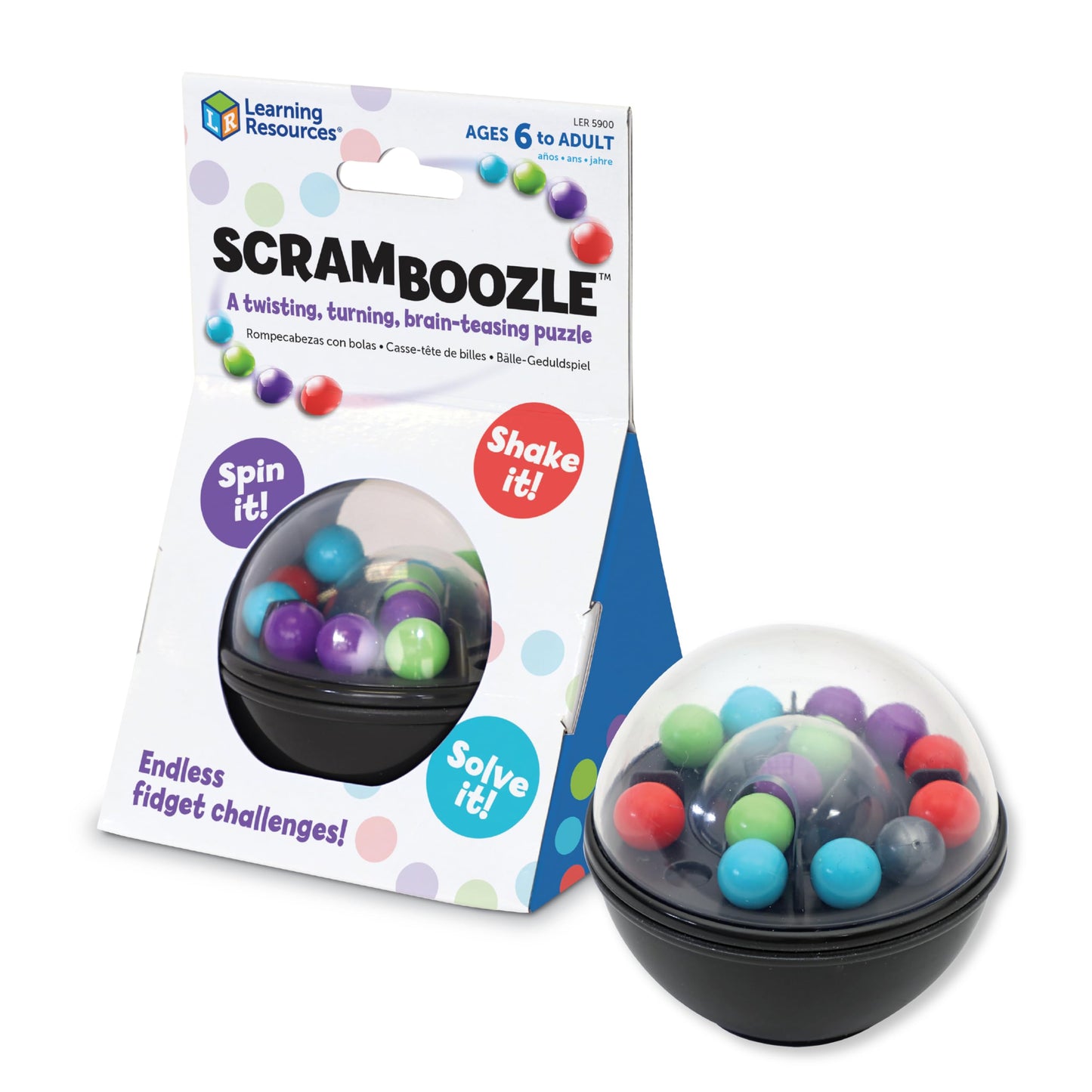 Learning Resources Scramboozle Puzzle Ball – 3D Brain Teaser Game for Kids & Adults, Fidget Puzzle Sort Ball, Travel Toy for Ages 6+