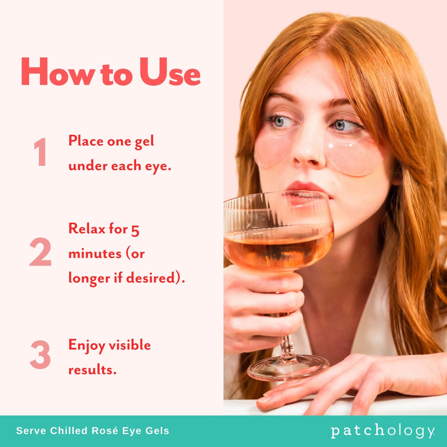 Patchology Serve Chilled Rosé Under Eye Patches – Hydrating, Reduces Dark Circles, Puffiness & Fine Lines, 5 Pairs