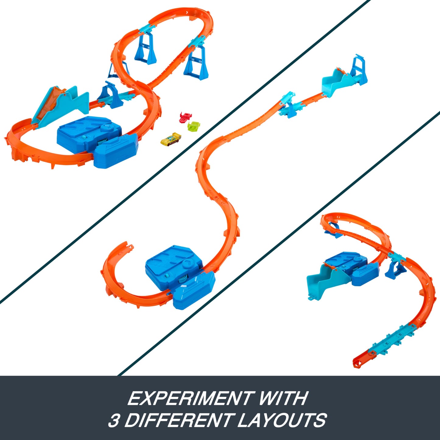 Hot Wheels Toy Car Track Set, Deluxe Building Box with Motorized Booster, 1:64 Scale Vehicle, Speed Snap Track, Boosted Jump Speedway