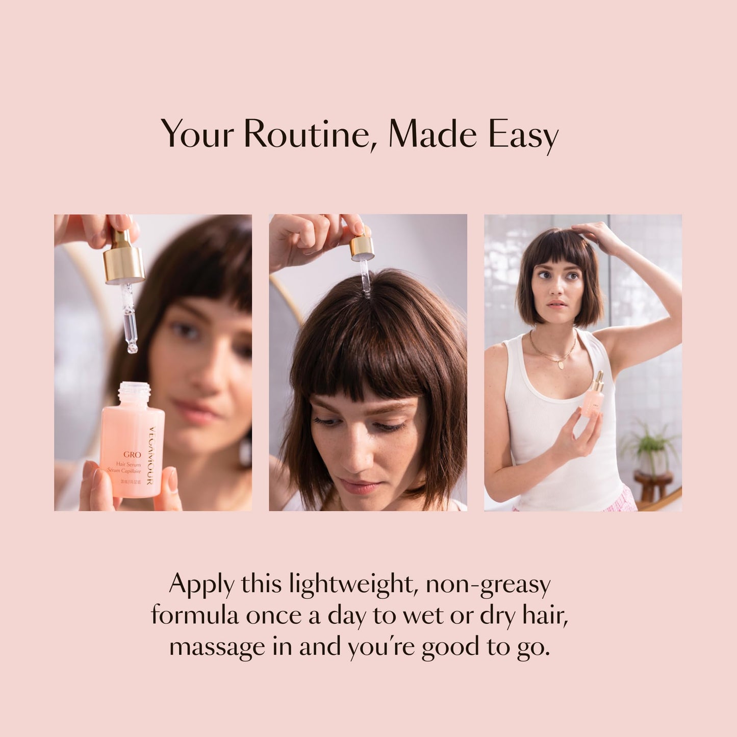 VEGAMOUR GRO Hair Serum for Hair Thinning, Thicker Fuller Looking Hair, Non Oily, 3 pack, 90 day supply