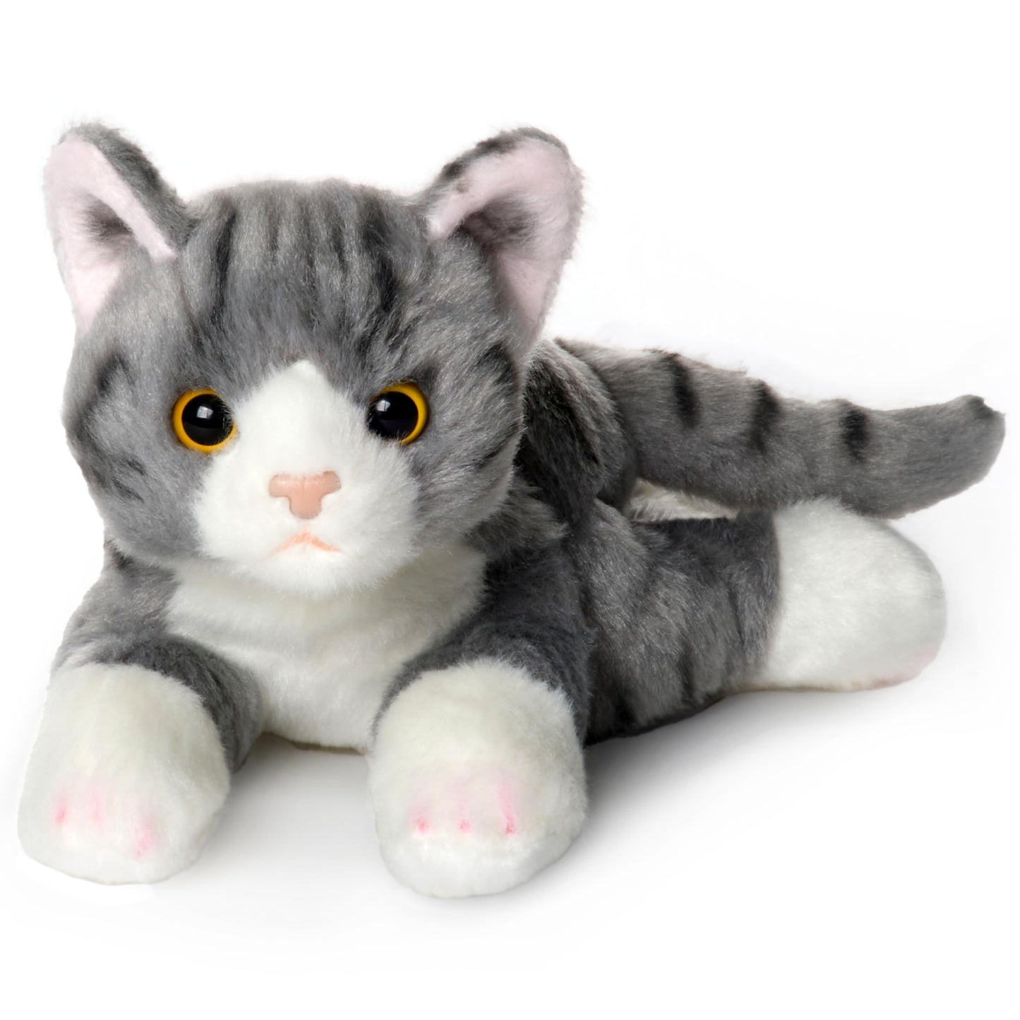 Bearington Collection Lil' Socks Cat Plush Toy - 8-Inch Striped Realistic Cat Stuffed Animal for Kids