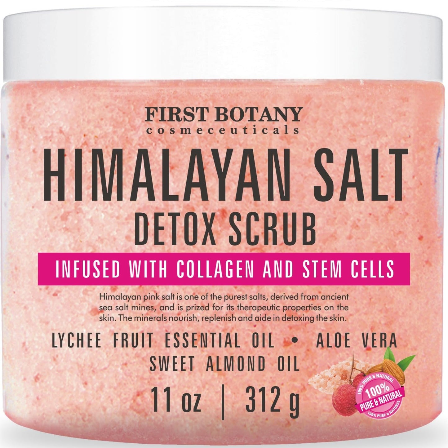 First Botany Himalayan Salt Body Scrub & Face Souffle – Natural Exfoliating, Moisturizing, Fights Acne, Cellulite, Wrinkles & Scars