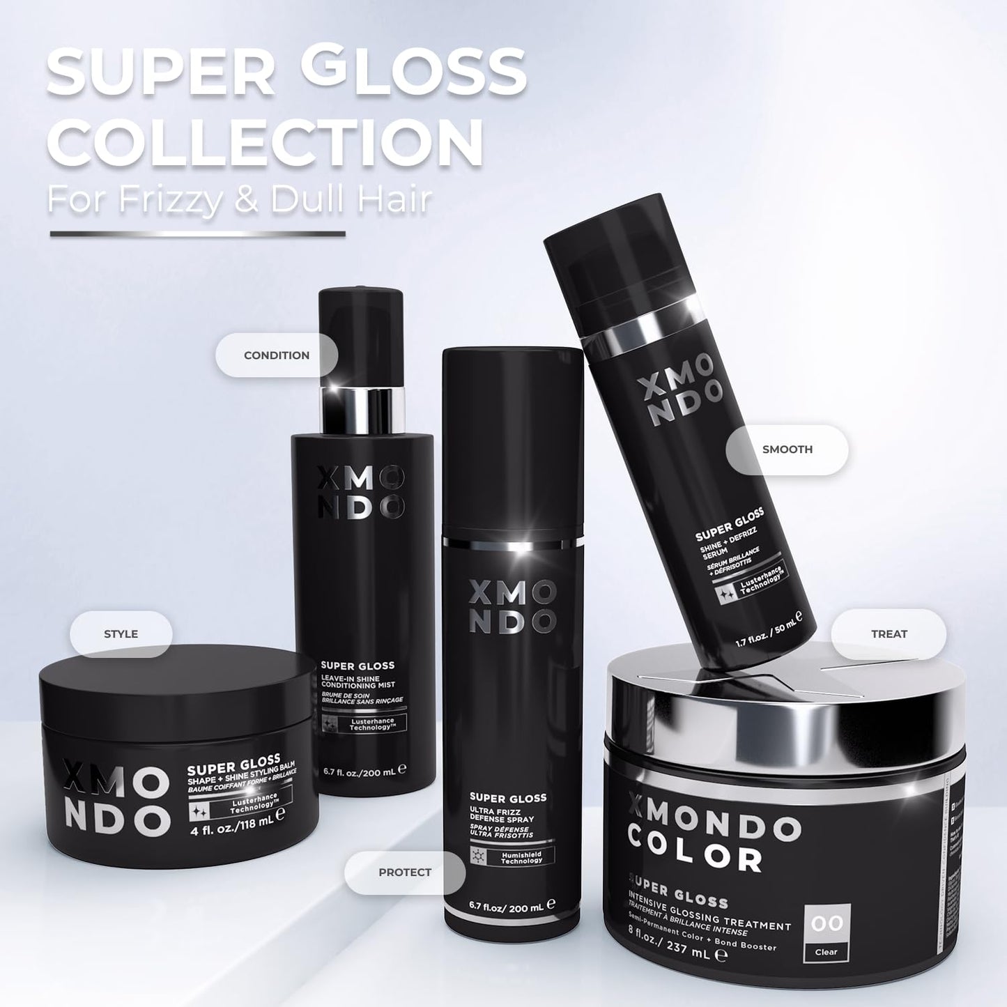 XMONDO Hair Super Gloss Leave-In Conditioning Mist | Weightless Shine & Frizz-Free Finish | Hydrates, Protects from Heat & UV Damage