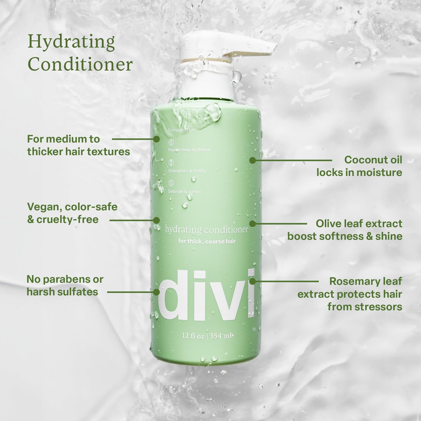 Divi Hydrating Shampoo & Conditioner Set – Cleanses, Removes Buildup, Hydrates & Strengthens All Hair Types, Vegan & Cruelty-Free