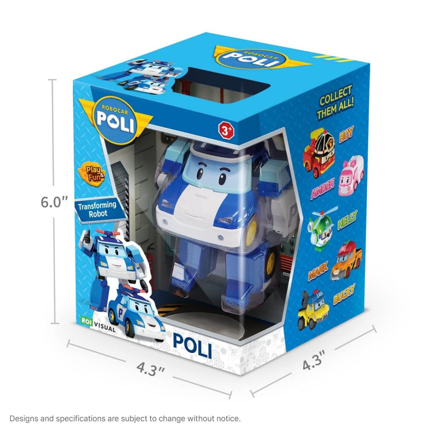Robocar Poli 4" Transforming Robot – Poli Police Car Toy, STEM Role Play Vehicle for Kids 3+, Birthday & Holiday Gift