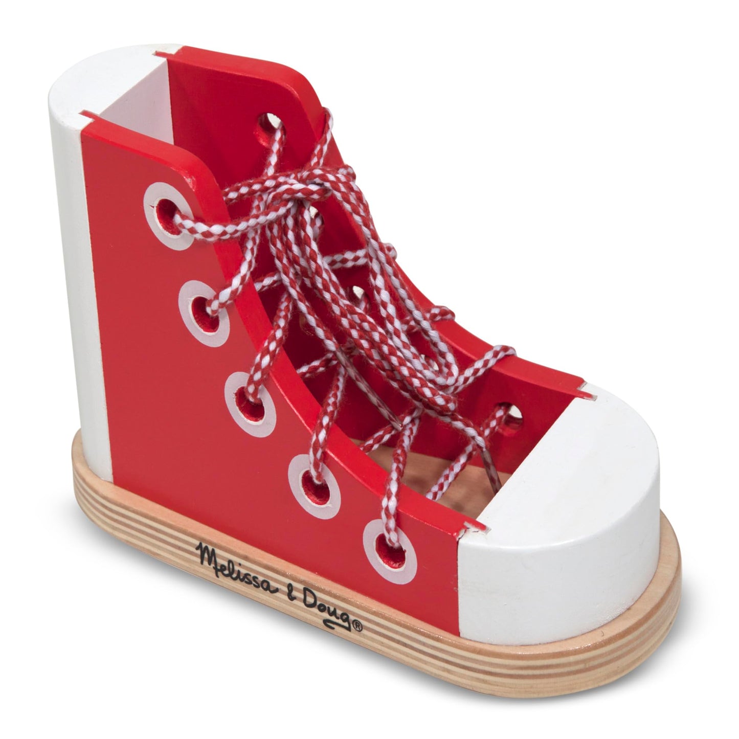Melissa & Doug Deluxe Wood Lacing Sneaker - Learn to Tie a Shoe Educational Toy