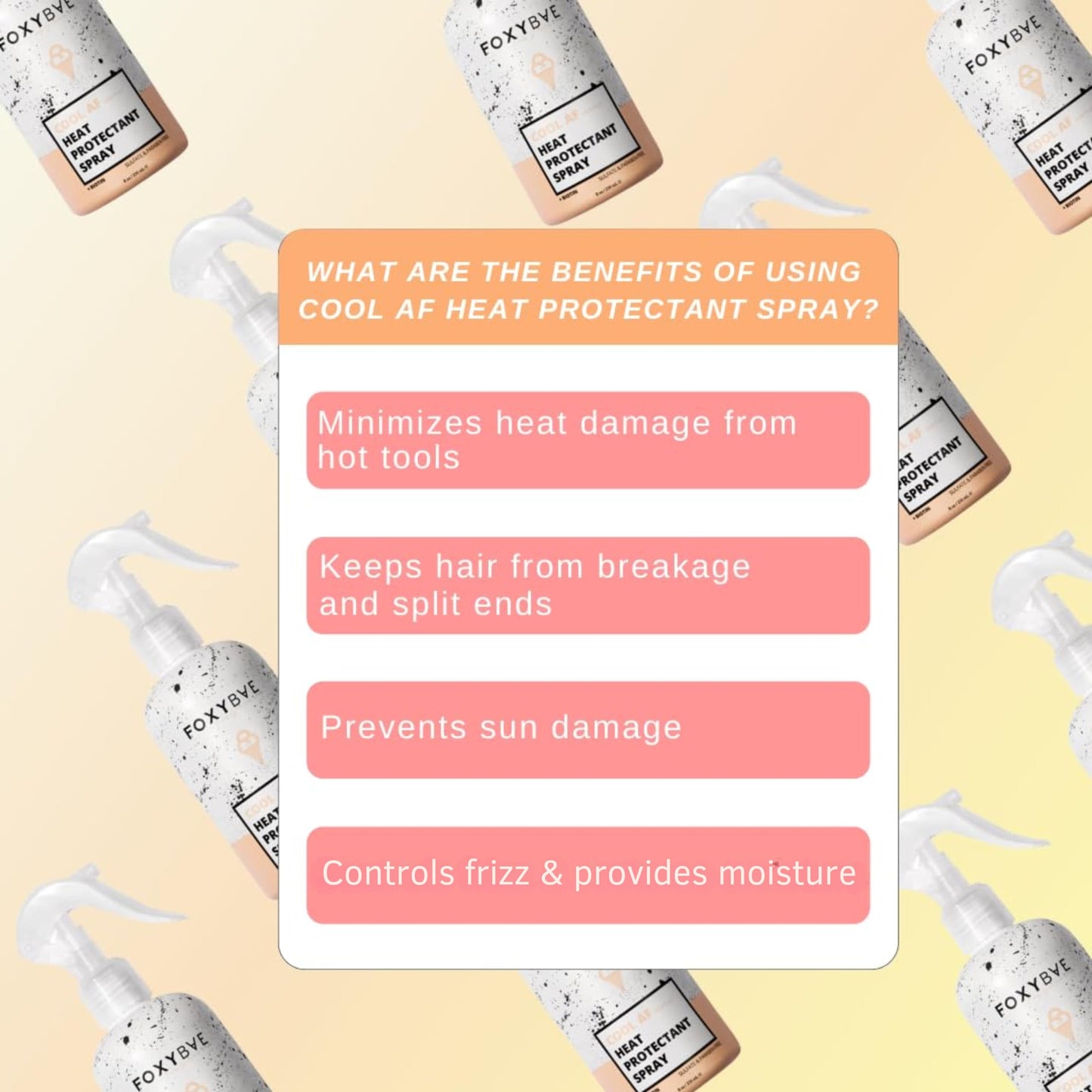 FoxyBae Heat Protectant Spray - Thermal Hair Styling Mist for Curling Iron & Blow Dryer - Prevents Frizz, Damage & Breakage, 8oz