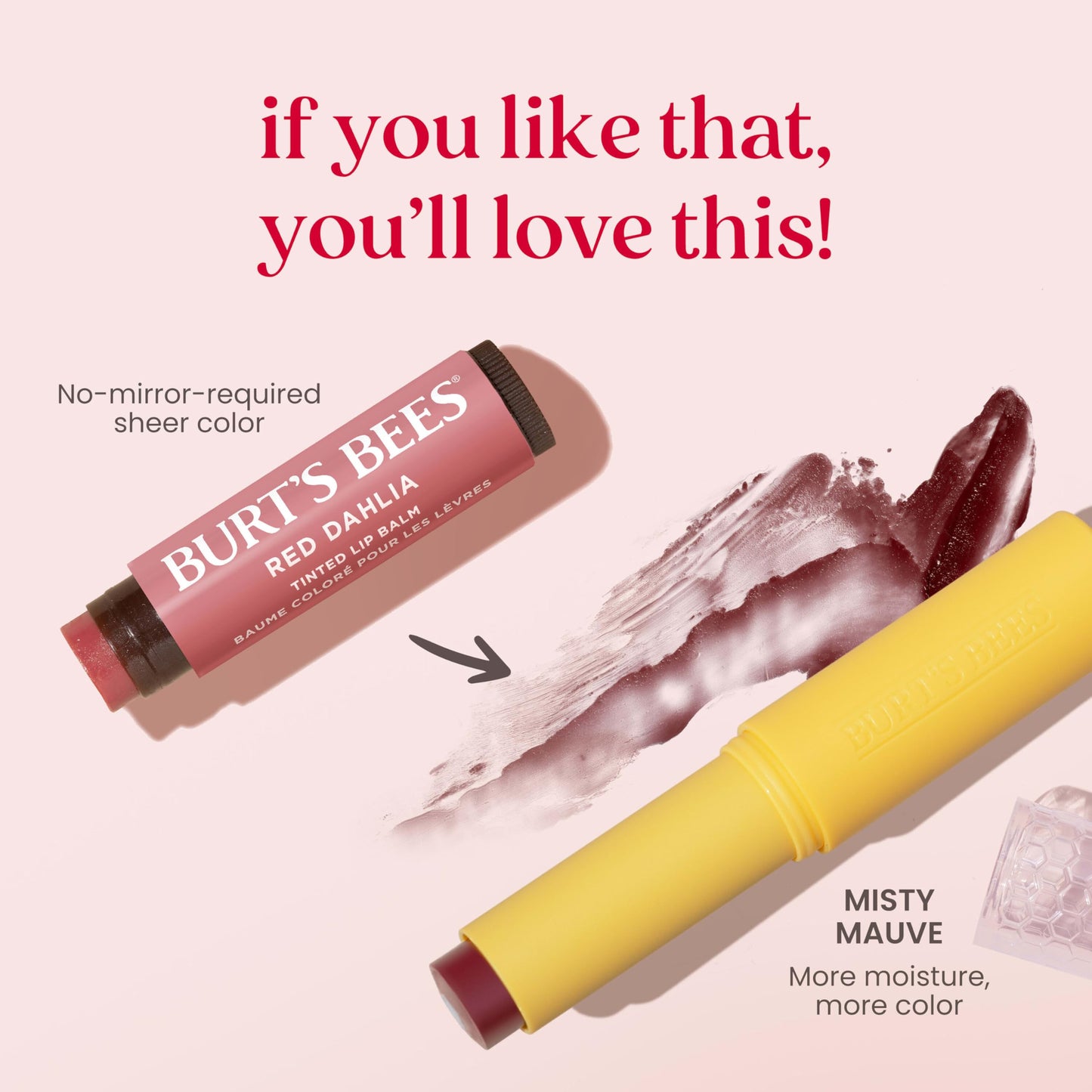 Burt’s Bees Tinted Boosted Balm, Misty Mauve – 24H Hydrating Lip Moisturizer with Natural Beeswax, 100% Natural Origin, Stocking Stuffer, 0.16 oz
