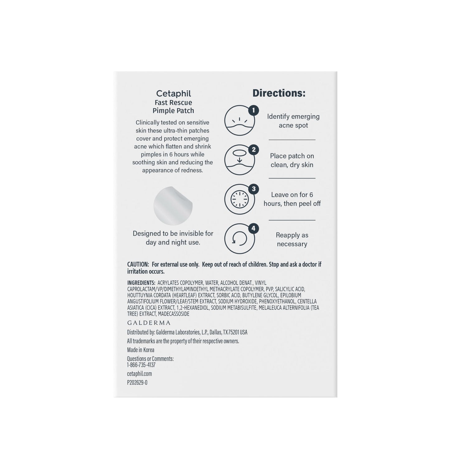 Cetaphil Acne Patches for Sensitive Skin – Salicylic Acid, CICA & Heartleaf Extract, Reduces Pimples in 6 Hours, 24 Count