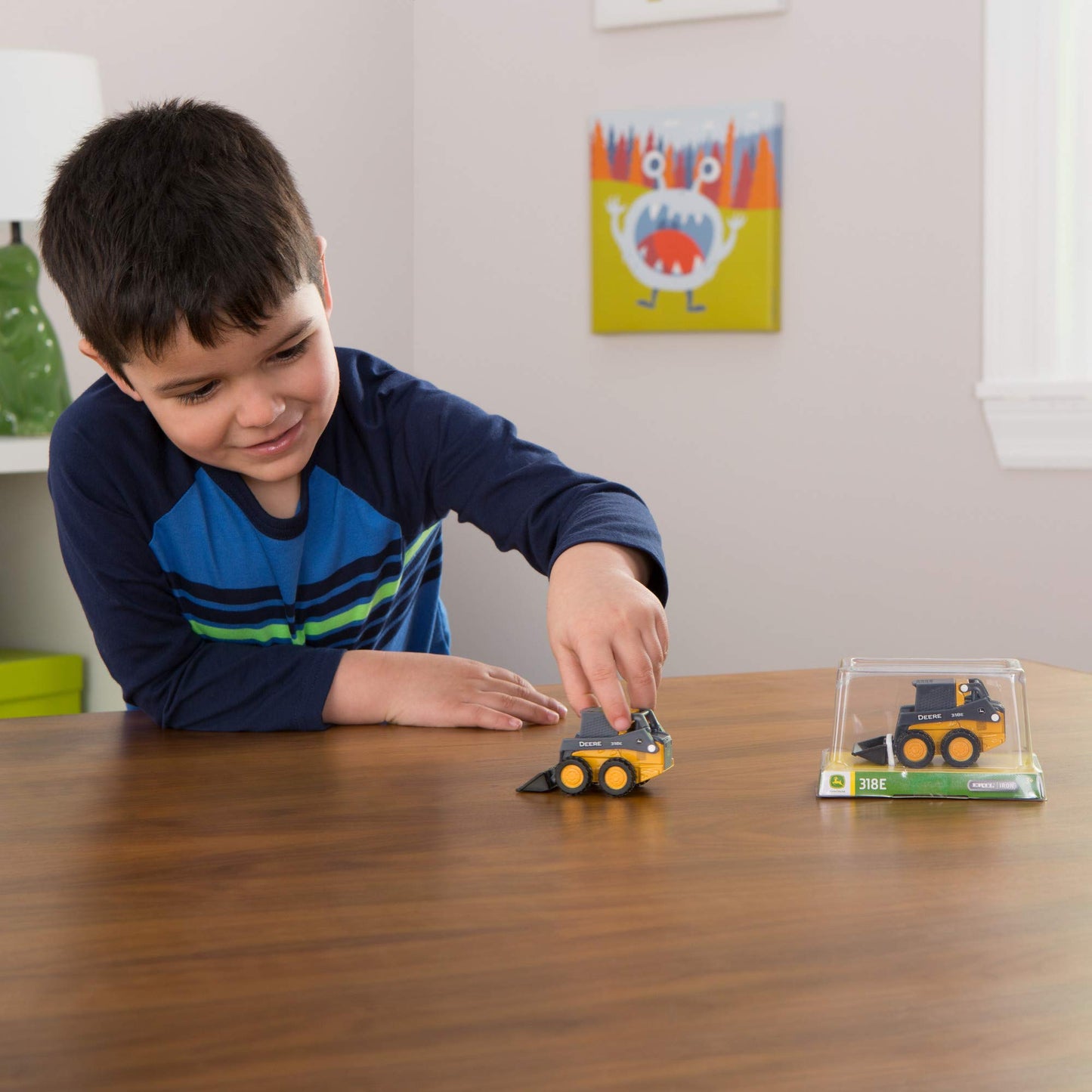 ERTL Iron John Deere Die-Cast Farm Toy Set – 3" Tractor, Gator & Skid Steer Replicas with Collectible Display Box – 3-Pack for Kids Ages 3+