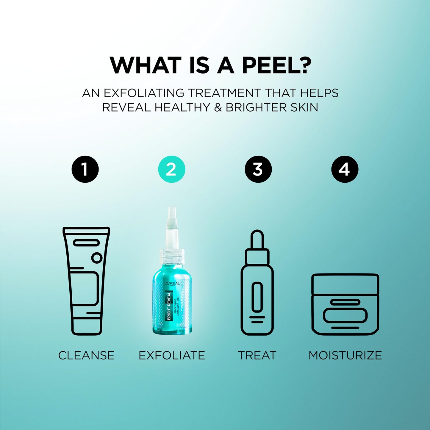 L'Oreal Paris Bright Reveal Dark Spot Exfoliant Peel with 25% AHA BHA PHA – Gentle Face Exfoliator, Reduces Dark Spots + SPF Sample