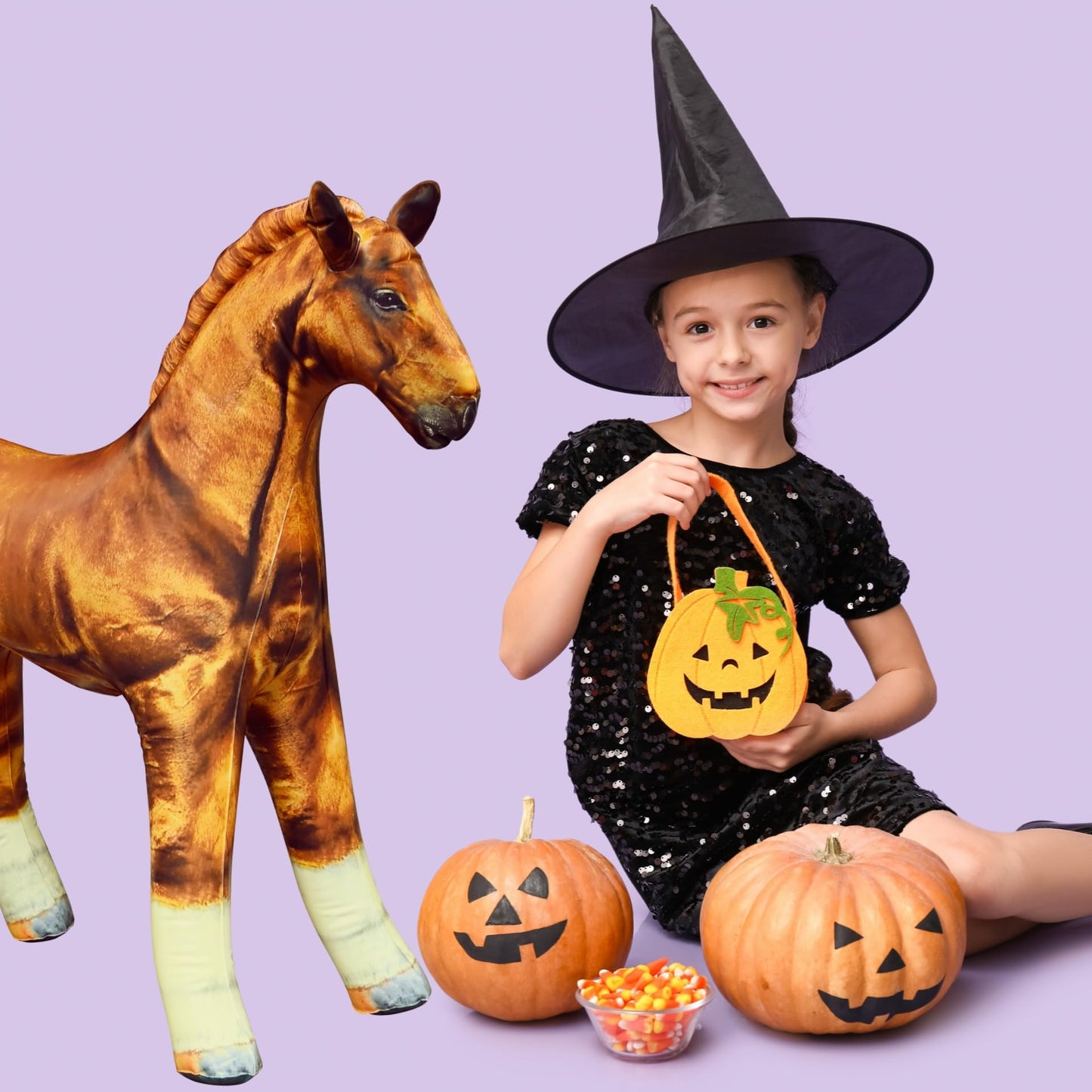 Jet Creations 38" Inflatable Golden Brown Horse Toy for Kids 3+ – Halloween, Birthday, Fall & Western Party, Yard Decor, Photo Prop