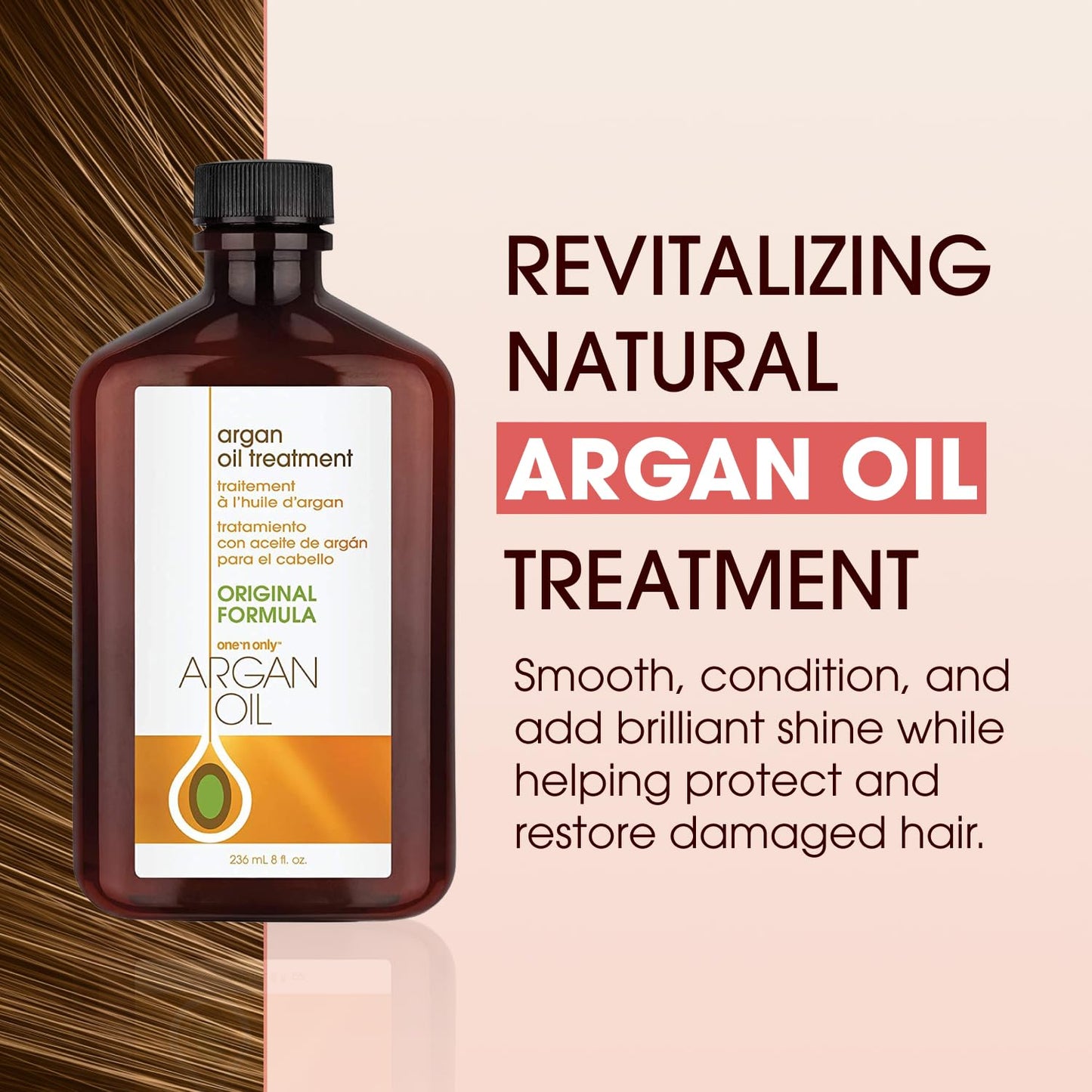 One 'N Only Argan Oil Hair Treatment 8 oz – Lightweight Hydrating Oil for Natural Hair, Wigs & Extensions – Adds Shine, Controls Frizz & Protects from Heat