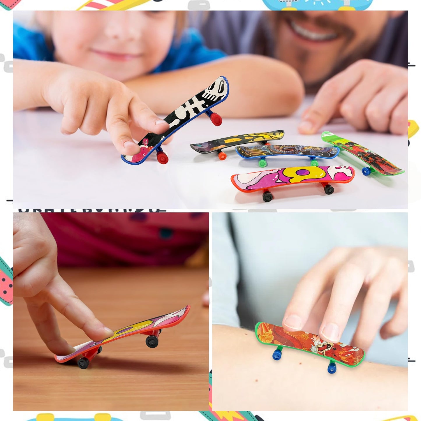 XIPEGPA 100 PCS Mini Finger Skateboards Finger Skateboard Toys for Birthday Party Favors Gift Props Decoration (100)