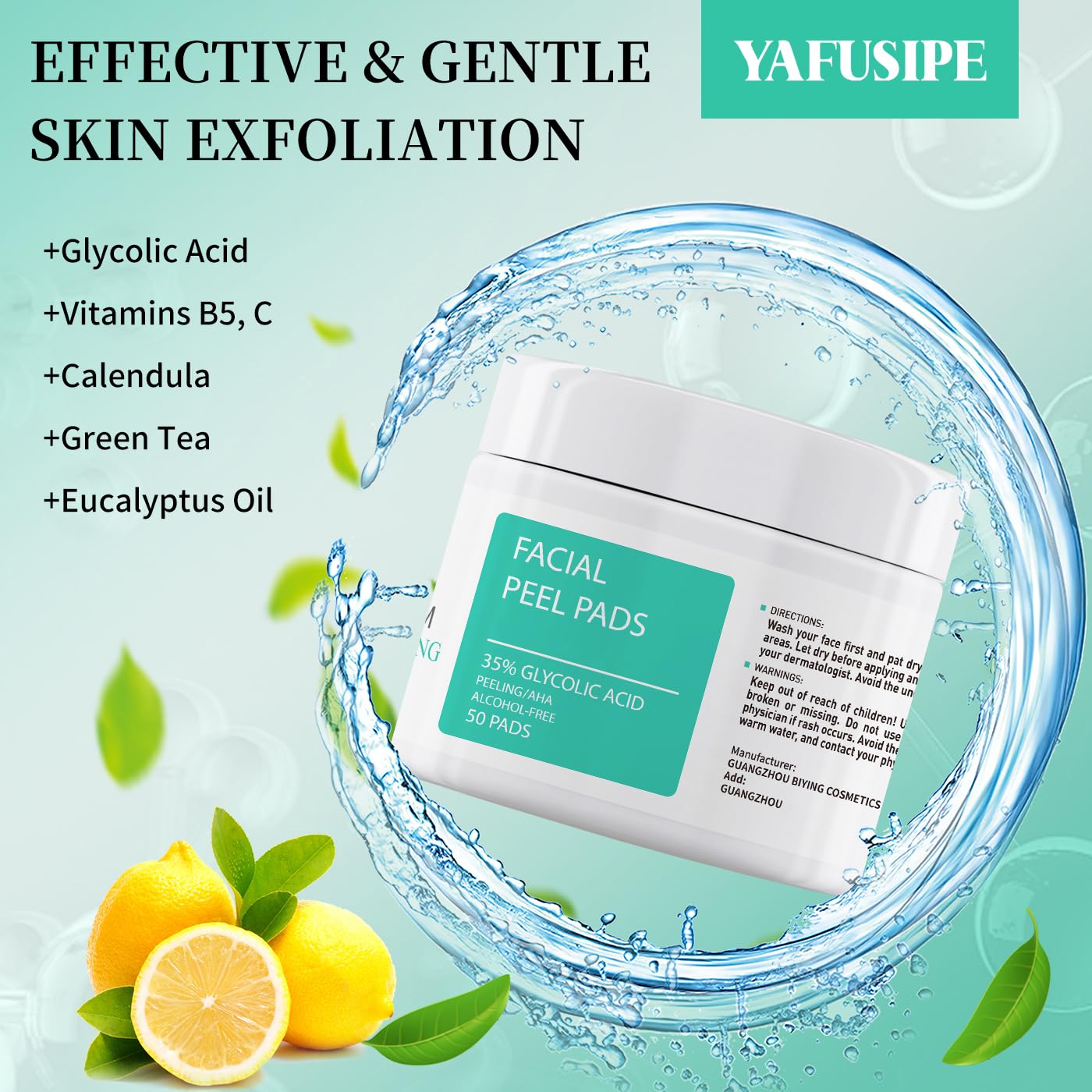 Glycolic Acid 35% AHA Toner Pads – Exfoliating Face Wipes with Salicylic Acid for Fine Lines, Wrinkles & Skin Resurfacing, 50 Pads
