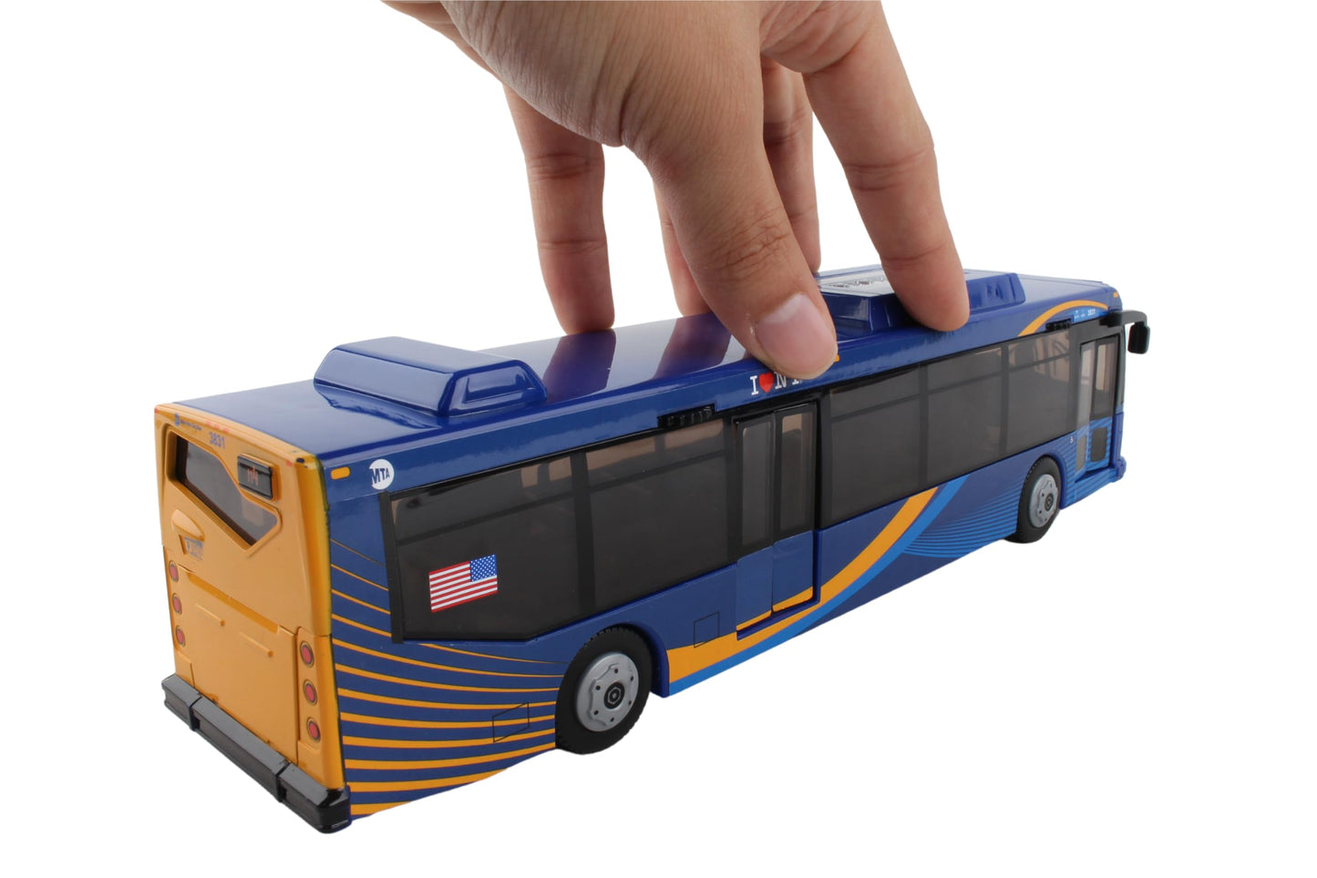 Daron MTA 11" Blue Friction-Powered Bus Toy with Rolling Wheels & Working Doors, Officially Licensed, Kids 3+