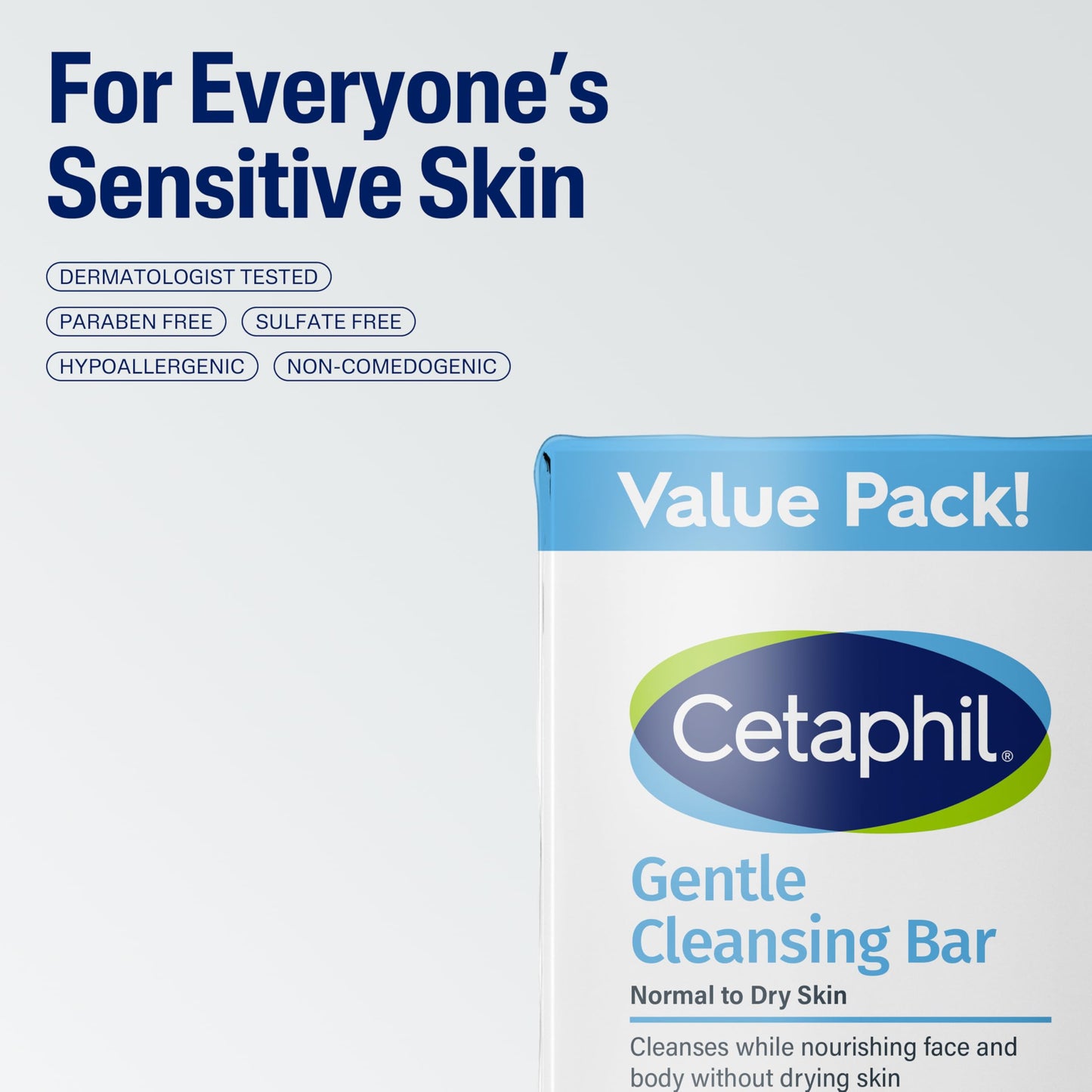 CETAPHIL Gentle Cleansing Bar 4.5oz, Pack of 3 – Nourishing, Non-Comedogenic Bar for Dry & Sensitive Skin, Non-Irritating