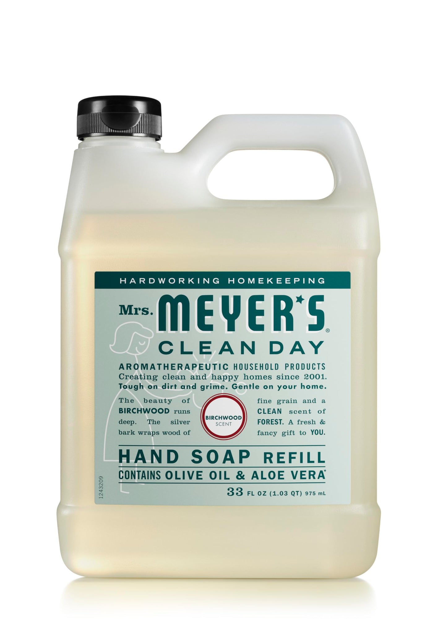 Mrs. MEYER'S Clean Day Liquid Hand Soap Refill, Birchwood Scent, 33 Ounce Bottle