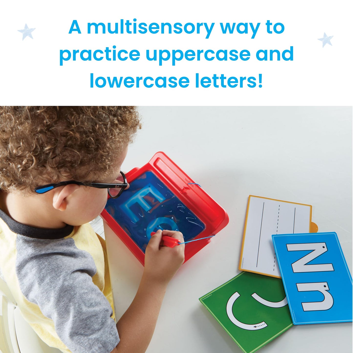 hand2mind Letter Tracing Sensory Pad – Reusable Handwriting & Toddler Writing Practice, Montessori Alphabet Toy for Preschool Learning & Gifts