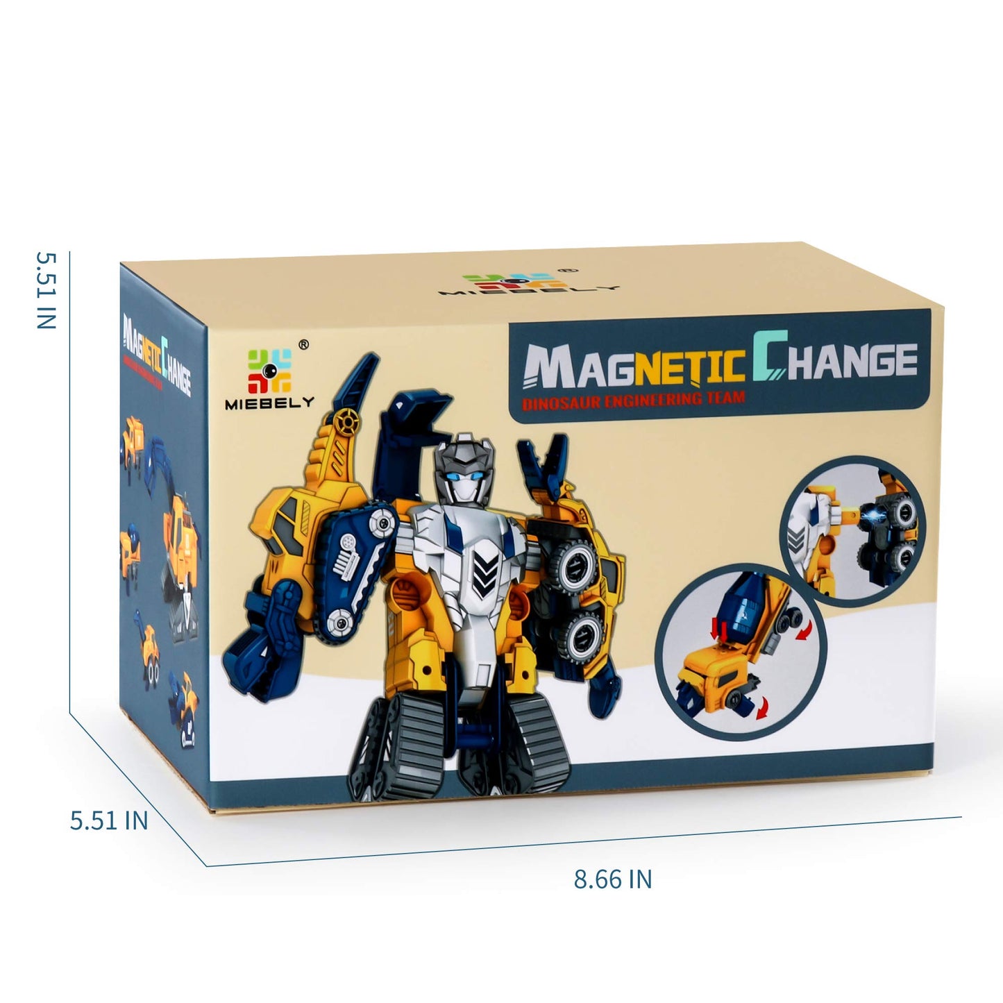 MIEBELY 5-in-1 Toddler Robot Construction Vehicles Set – 5 Transforming Magnetic Robots, Easy DIY Assembly, STEM Educational Toy for Kids