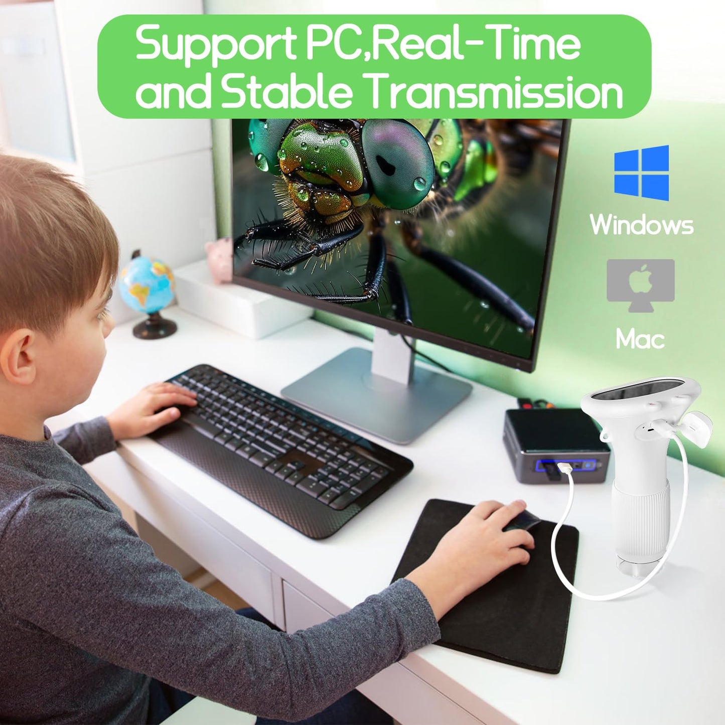 WINWEND Kids Microscope – Portable Handheld Digital Magnifier for Boys & Girls, Educational Science Toy for Ages 3–11, Gift Idea