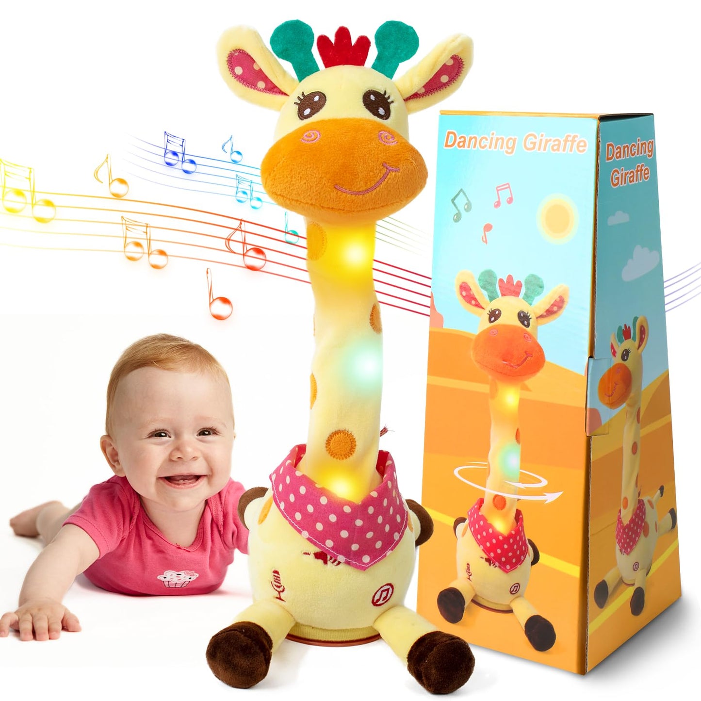 Emoin Dancing Talking Giraffe Toy – Singing, Mimicking & Recording with Adjustable Volume, 10 Songs for Toddlers