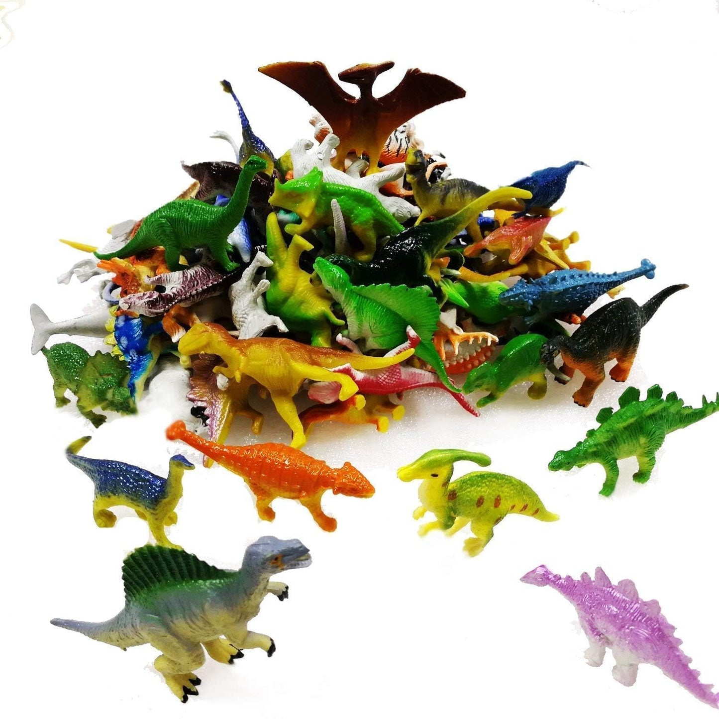 OuMuaMua Dinosaur Toys 78-Pack – Mini Plastic T-Rex, Stegosaurus & Monoclonius Figures for Kids, Birthday Party Favors & Holiday Gifts