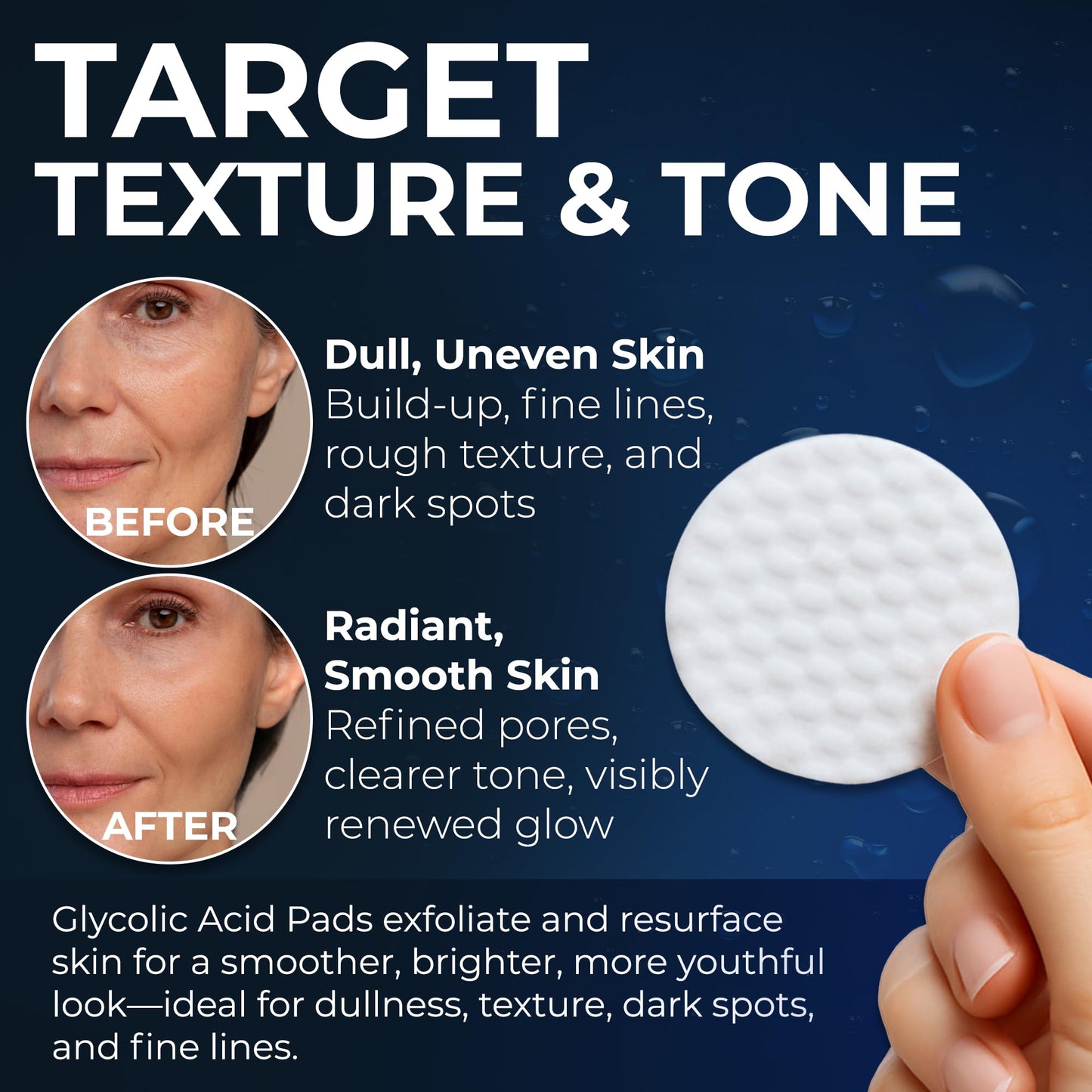 Glycolic Acid Pads - Resurfacing Pads for Face 35% - Exfoliating Peel Pad for Body and Dark Spots - Fine Lines and Wrinkles - 60 Count