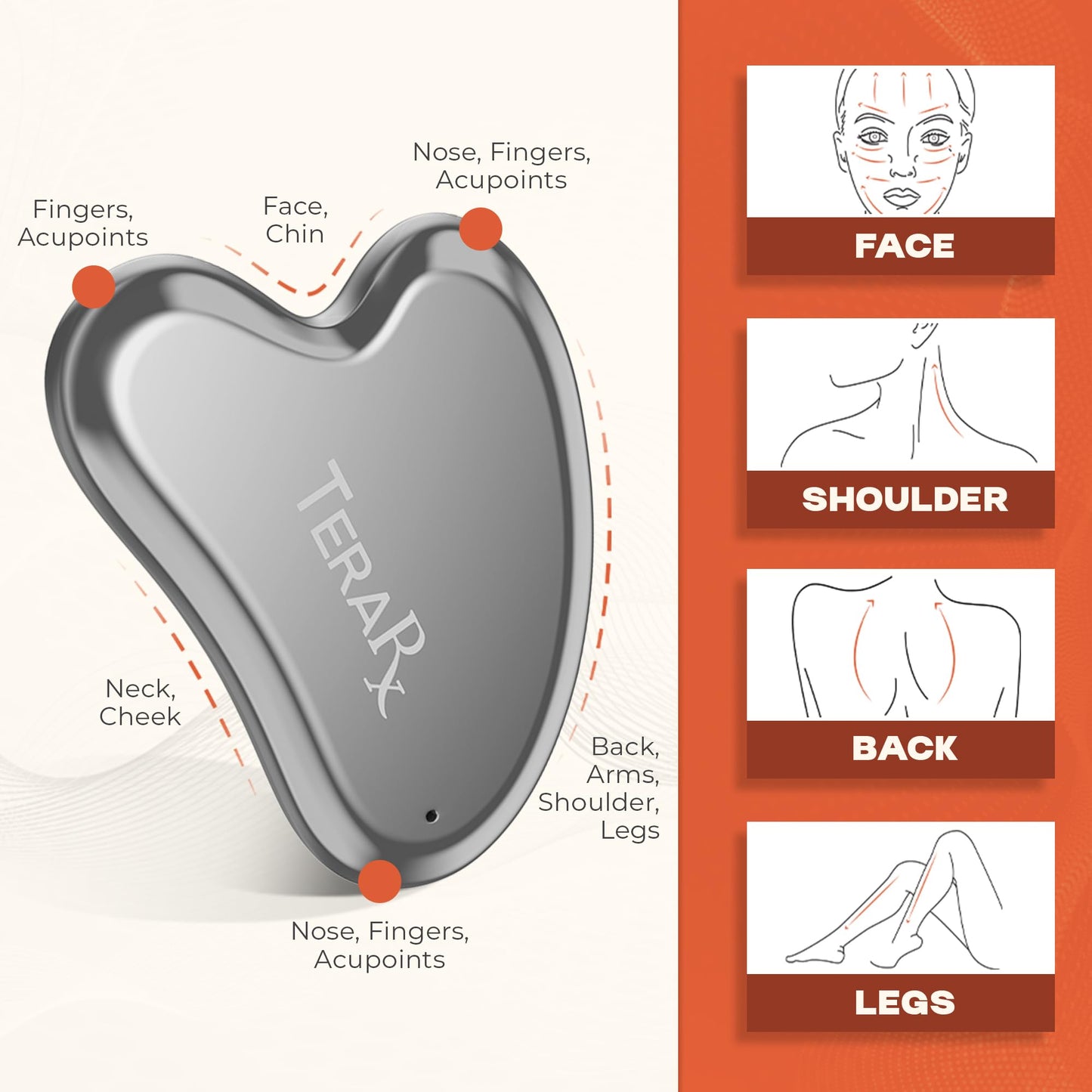 TeraRX Terahertz Gua Sha – 100% Authentic Stone Facial Tool for Lymphatic Drainage, Puffiness Reduction & Facial Tension Relief