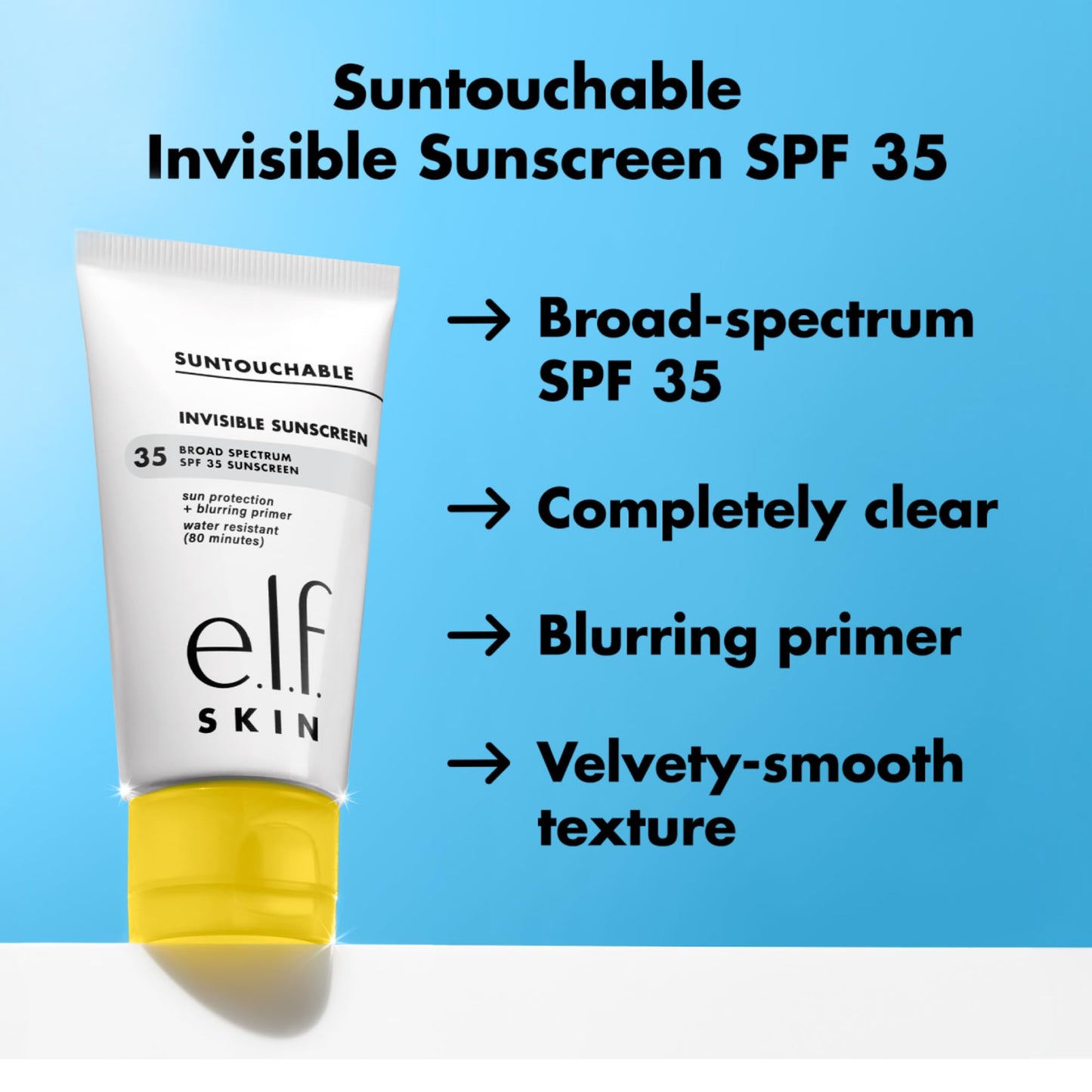 e.l.f. SKIN Suntouchable SPF 35 Gel Sunscreen & Makeup Primer – Lightweight, Invisible, Vegan & Cruelty-Free, Smooth Complexion