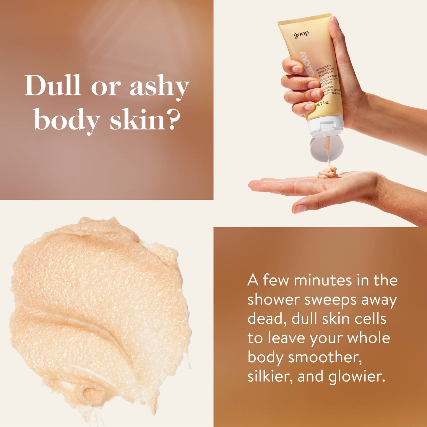 goop Beauty Microderm Body Polish – Exfoliating Scrub & Foaming Cleanser with Salts & Kakadu Plum Oil for Hydrated, Glowing Skin, 6 fl oz