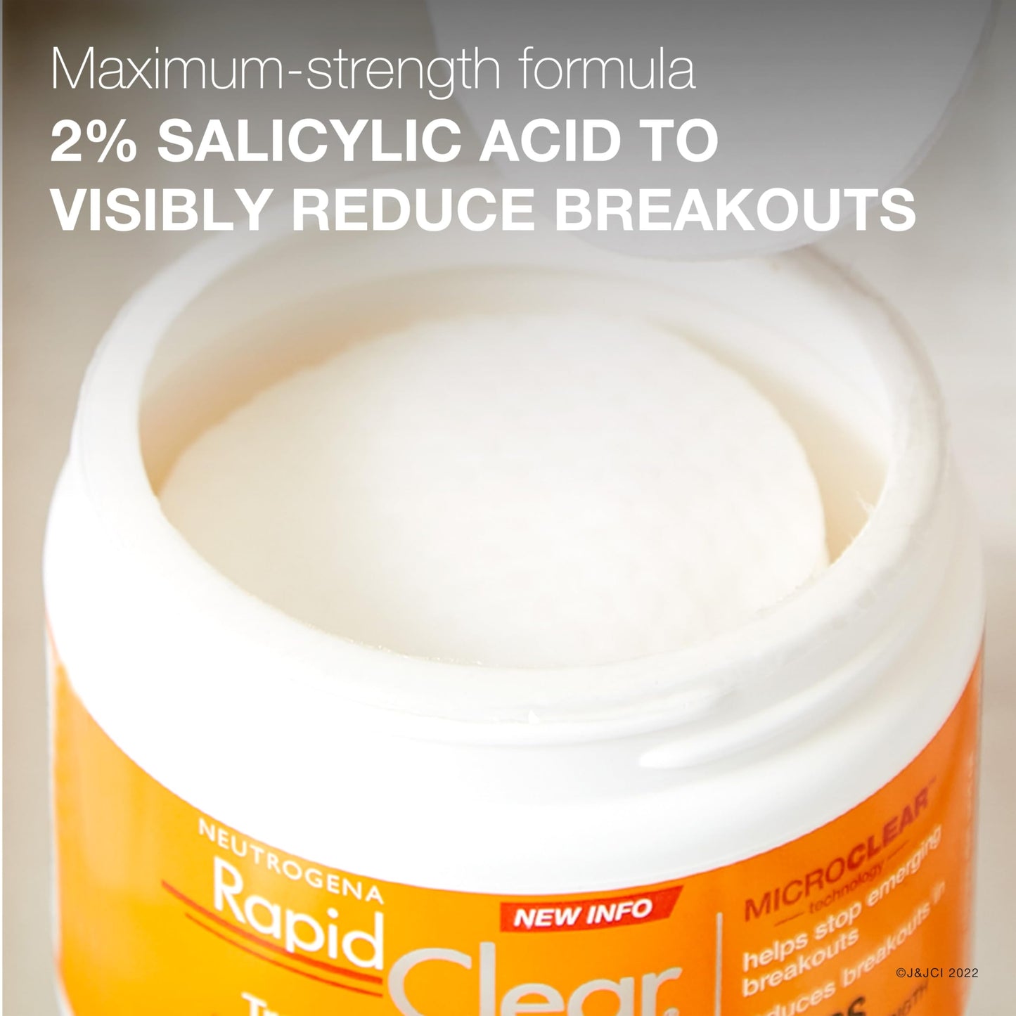 Neutrogena Rapid Clear Acne Face Pads with 2% Salicylic Acid – Maximum Strength, Oil-Free Cleansing Pads for Acne-Prone Skin, 3-Pack