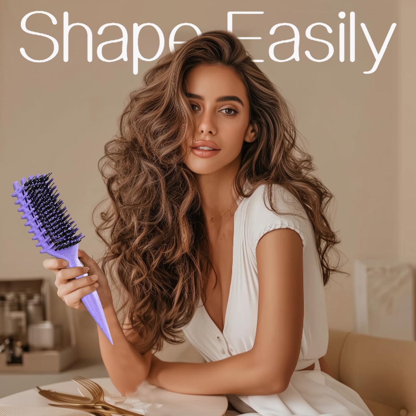 Curly Hair Brush,Curl Defining Brush for Effortlessly Defined Curls & Waves,Vented Hair Brush for Wet & Dry Hair,Women and Men,Reduces Frizz (Purple)
