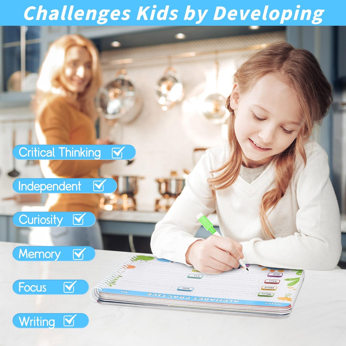 Preschool Learning Workbook for Ages 3-5 | Handwriting Tracing, Alphabet, Montessori Activities, Autism-Friendly Educational Busy Book