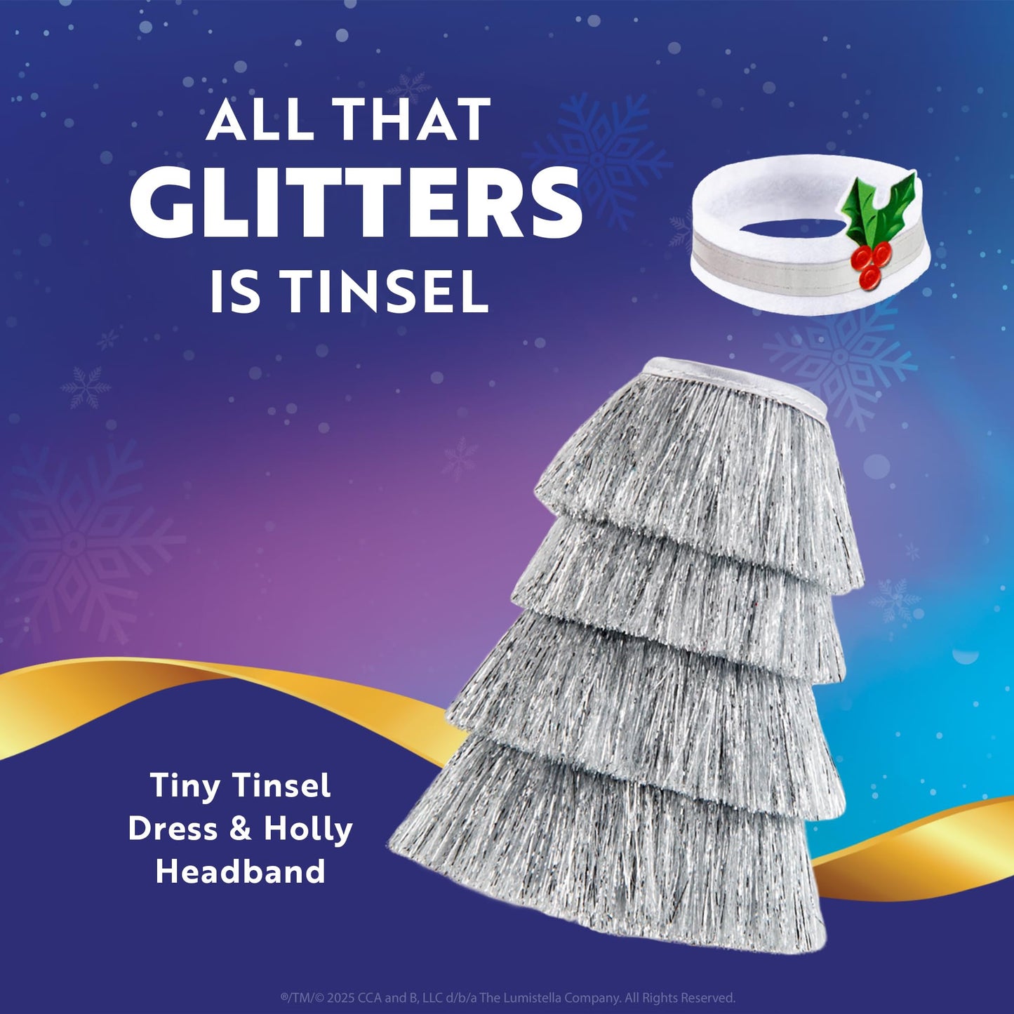 The Elf on the Shelf Claus Couture Collection Tiny Tinsel Dress - Dazzling Vintage Elf Dress - Scout Elf Not Included