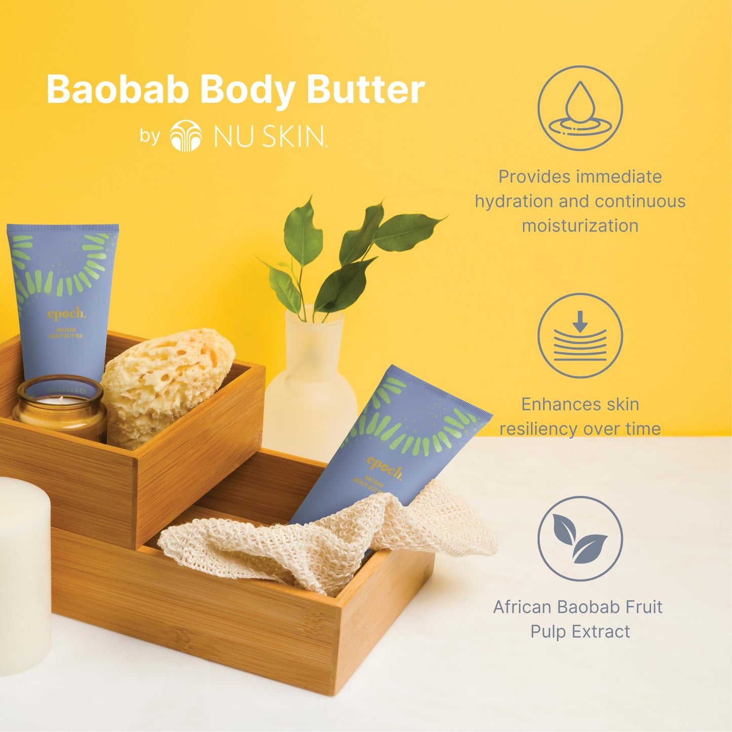 NuSkin Epoch Baobab Body Butter – Rich Shea & Baobab Fruit Cream for Deep Hydration, Soft, Resilient Skin | 1 Pack