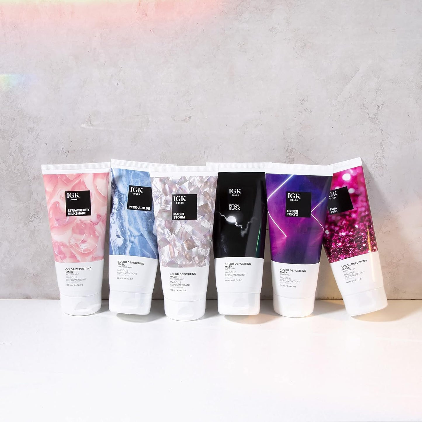 IGK Color Depositing Gloss Mask CYBER TOKYO - Intense Violet | Conditioning + Hydrate + Shine | Vegan + Cruelty Free | 6 Oz