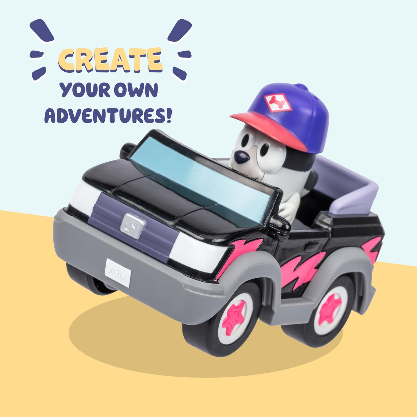 Bluey Basic Pizza Girls and Muffin Toy Vehicle, Interactive, Robust Toddler Toy Car with Muffin Figurine, Toddler Cars for Ages 3+